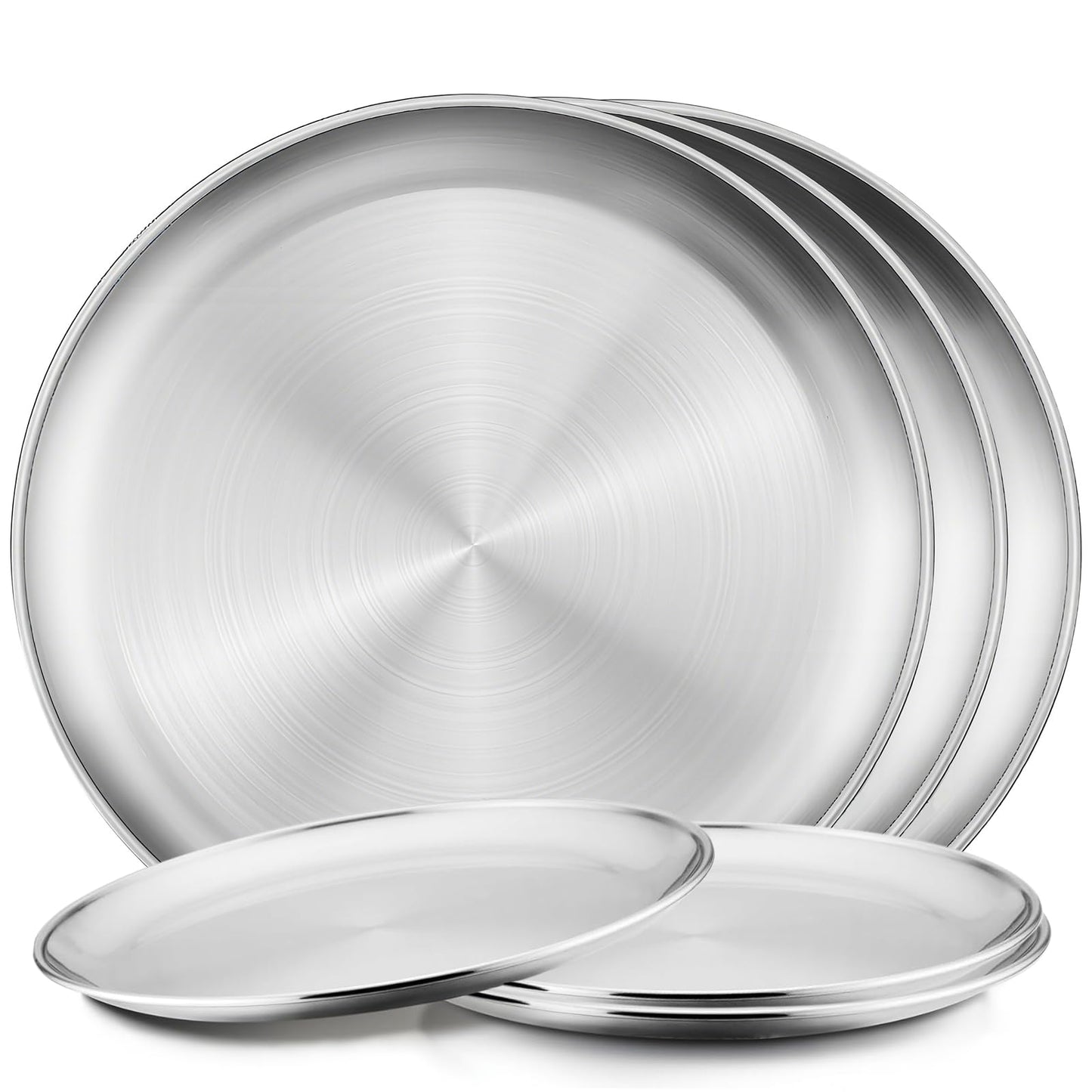 Funnydin 6Pcs Pizza Pan for Oven - 10 & 8 Inch Pizza Pan Set, Stainless Steel Pizza Tray, Non-Toxic Round Pizza Plate for Baking, Party & Picnic Use, Dishwasher Safe
