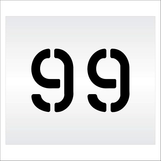 Pavement, Curb, and WheelStop Stencils - 6 inch Double Number Stencil - (99) - 6" x 9" x 1/8" (128 mil) - Pro-Grade