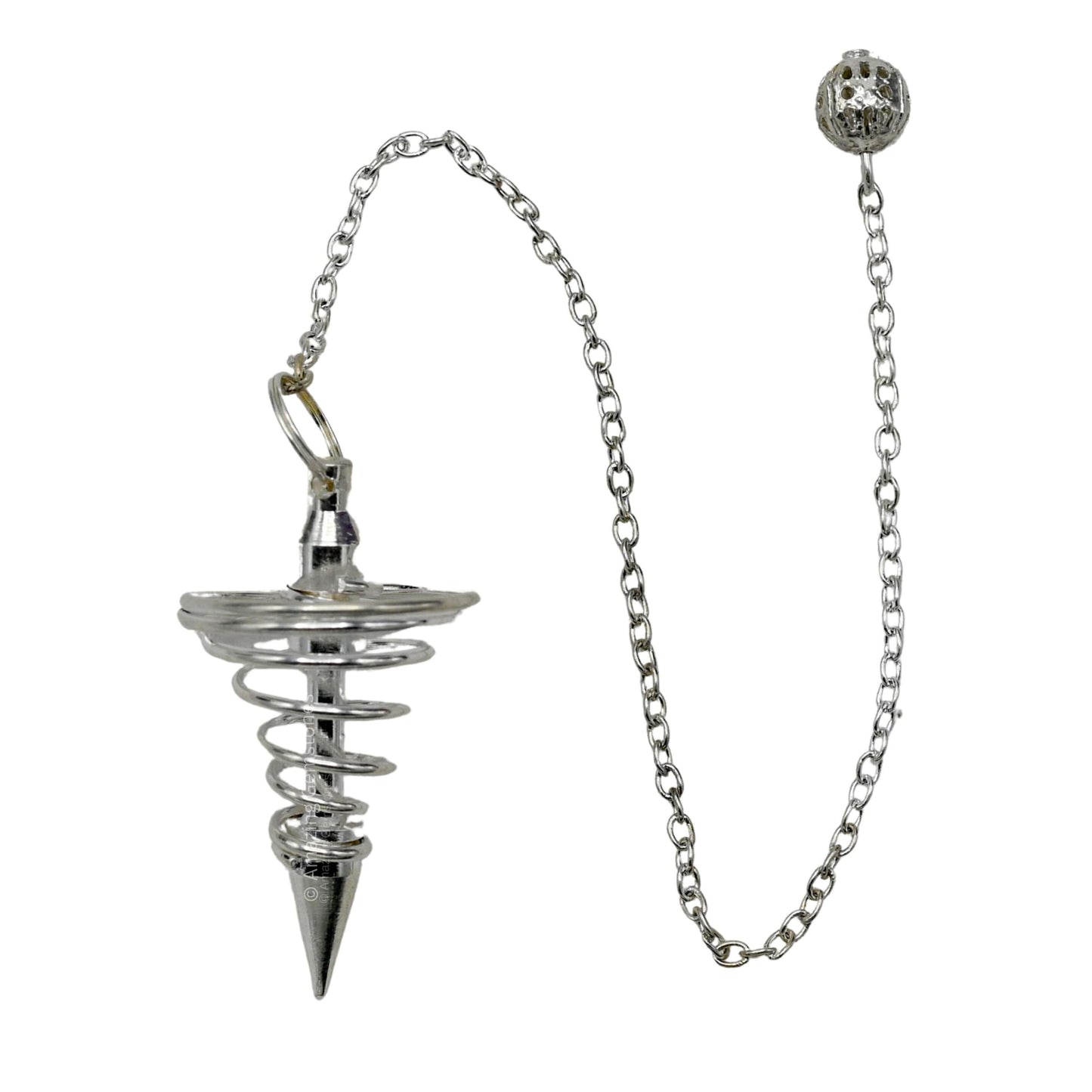 Amazing Gemstone Healing Metal Pendulums for Divination, Silver Spiral Coil Steel Copper Pendulum High Energy Pendulo de Bronce Pendulos de Mesa MP18