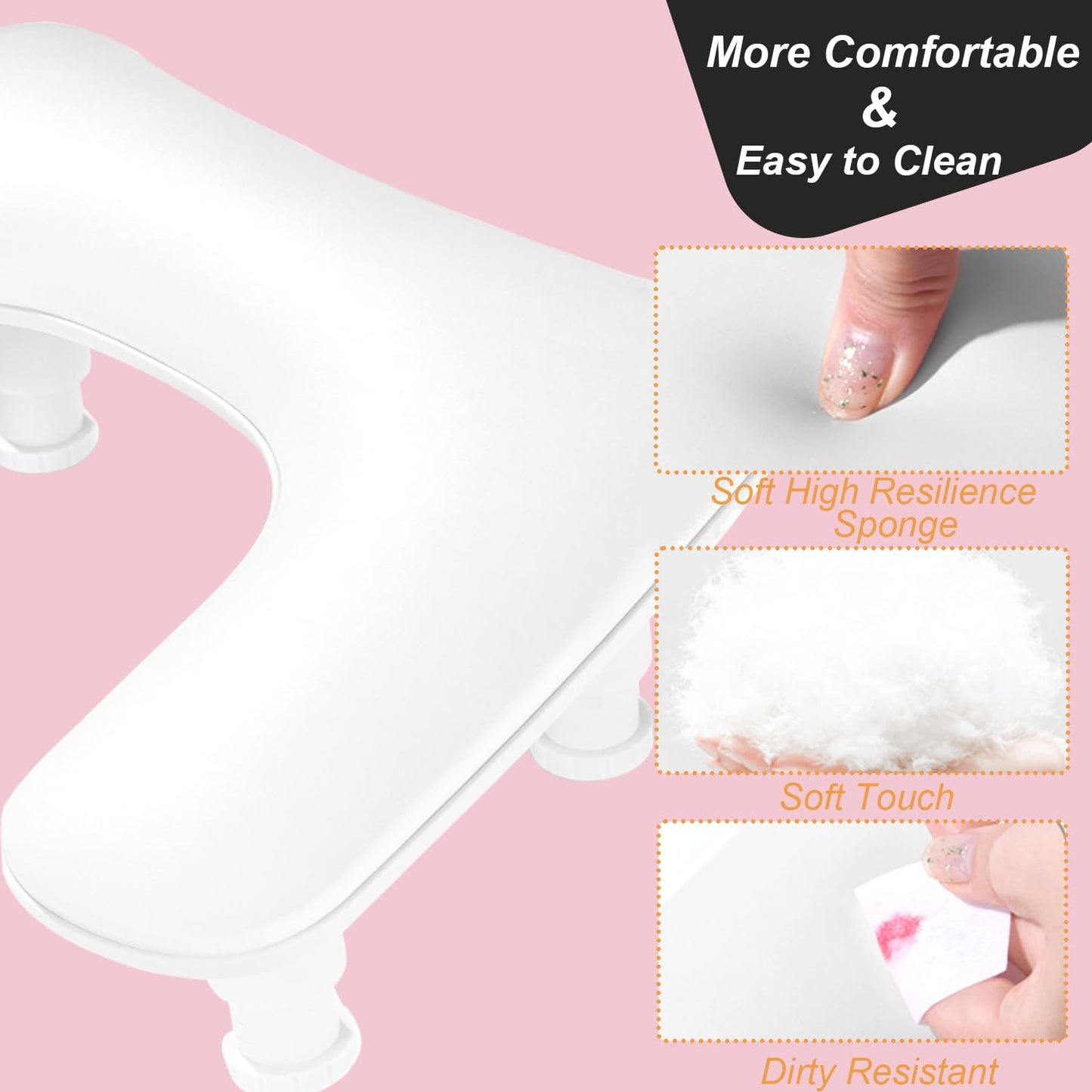 ibubu Upgrade Nail Arm Rest Height Adjustment U-Shaped Manicure Hand Rest Pillow Cushion Soft PU Leather Detachable Nail Art Hand Stand Holder for Nails Tech White