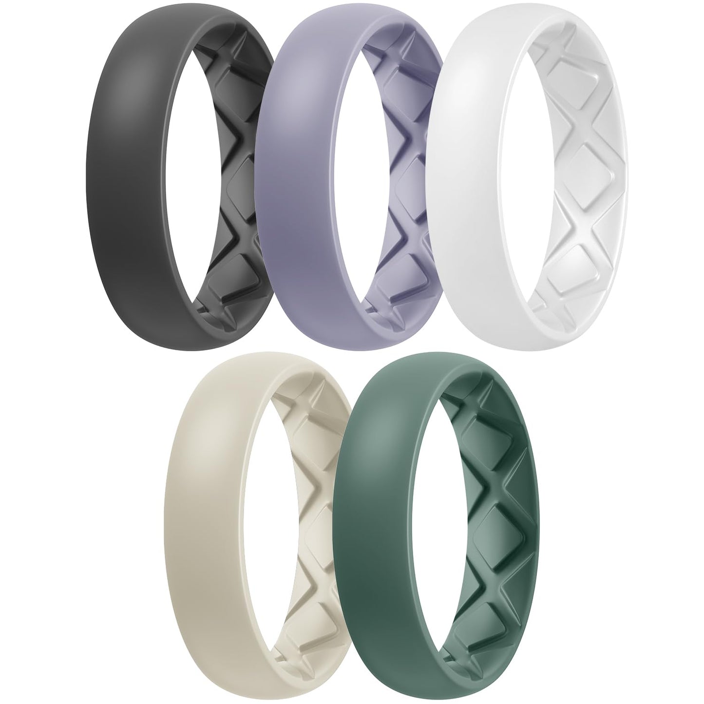 Egnaro Women's Engagement Rings, Silicone Inner Arc Ergonomic Breathable Design with half sizes, Rubber Wedding Band Rings，5.5mm Wide-2mm Thick
