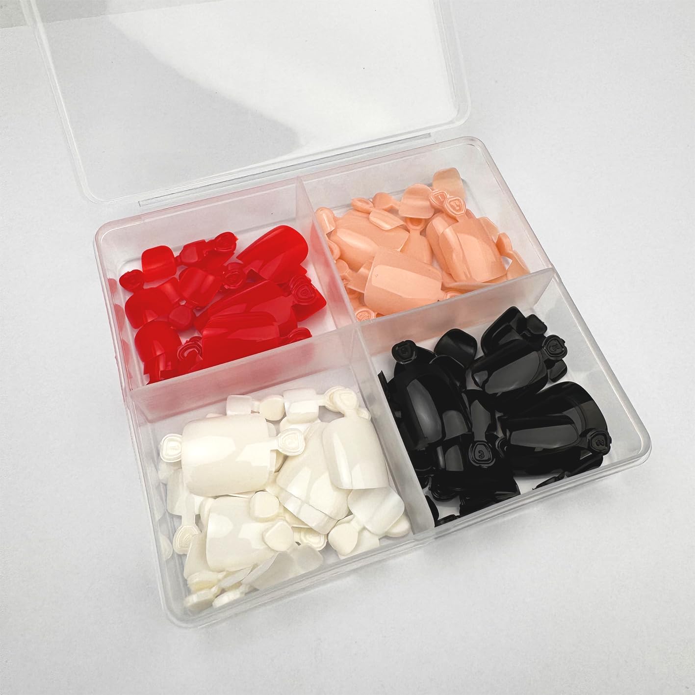 96Pcs Press on Toe Nials Short Square Fake Toe Nails White Black Pink Red Acrylic Glue on ToeNails Reusable Glossy Full Cover Stick on Tornails for Women and Gils Manicure