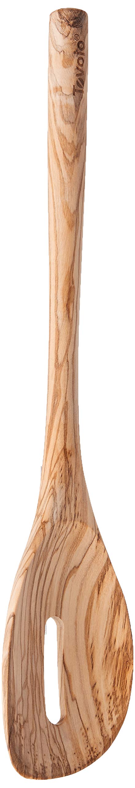 Tovolo Slotted Wooden Spoon, Olivewood Kitchen Utensil for Cooking & Serving, Natural Wood Spoodle with Comfortable Grip, Heat-Resistant Nonstick Safe, Durable Stirring Tool