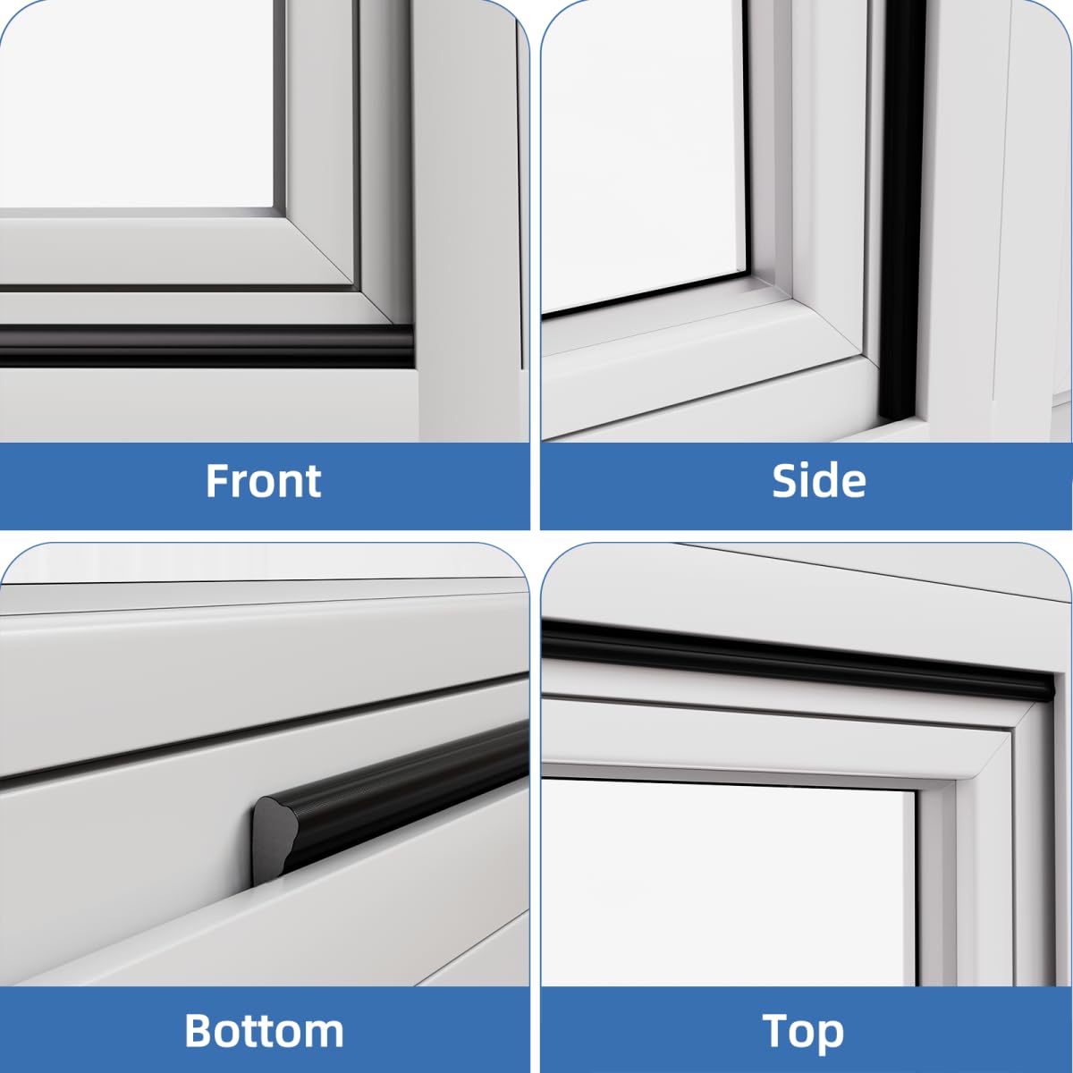 Wedge Shape Window Weather Stripping Door Frame Seal 2Pcs×196” Black