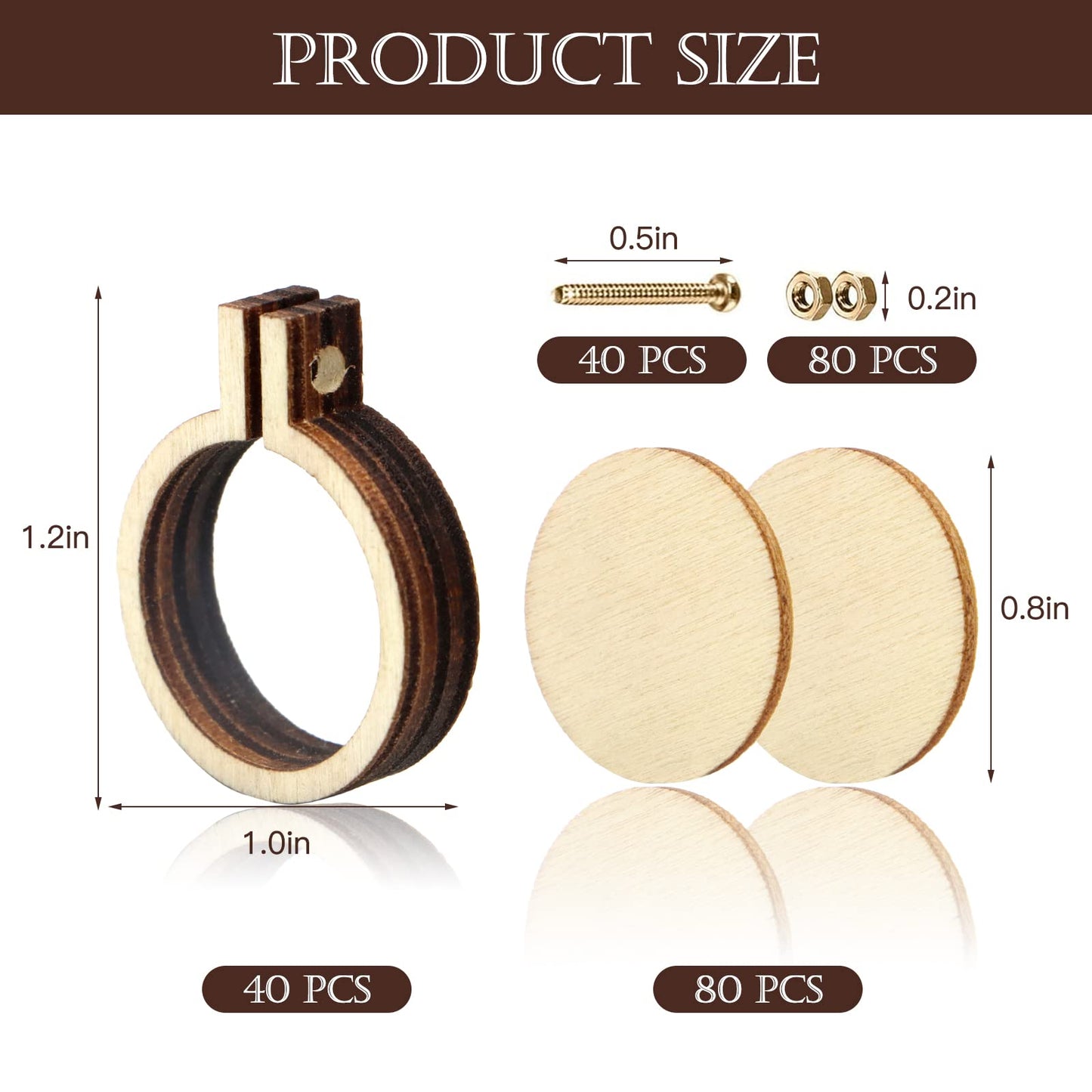 ZOCONE 40 Packs Mini Embroidery Hoops, Small Ring Tiny Embroidery Hoops, Round Wood Hoops for DIY Pendant Embroidery Necklace Jewelry Pendant and Keychain