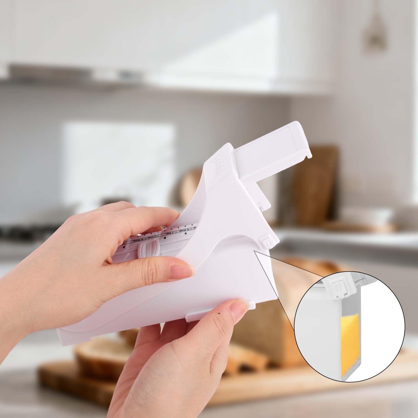 Butter Cutter Slicer, Stainless Steel Butter Cheese Stick Gadgets Dispenser Cutter Knife Measuring Dispenser and Keeper One-Click Operation Kitchen Tool Accessories for Bread Cookie Cakes Breakfast