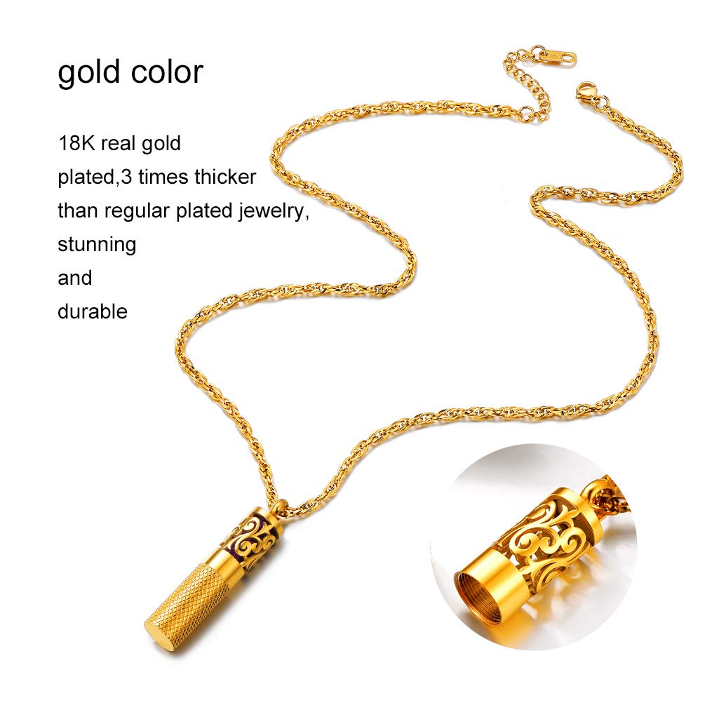 PROSTEEL Diffuser Necklace Men Jewelry Essential Oil Perfume Bottle Round 18K Gold Plated Aromatherapy Necklaces for Women