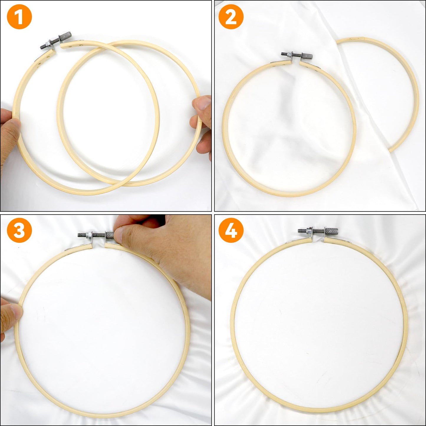 Faylapa Embroidery Hoops Set 7inch Adjustable Bamboo Circle Cross Stitch Hoop Round Ring,for Embroidery,Cross Stitch (7In 16Pcs)