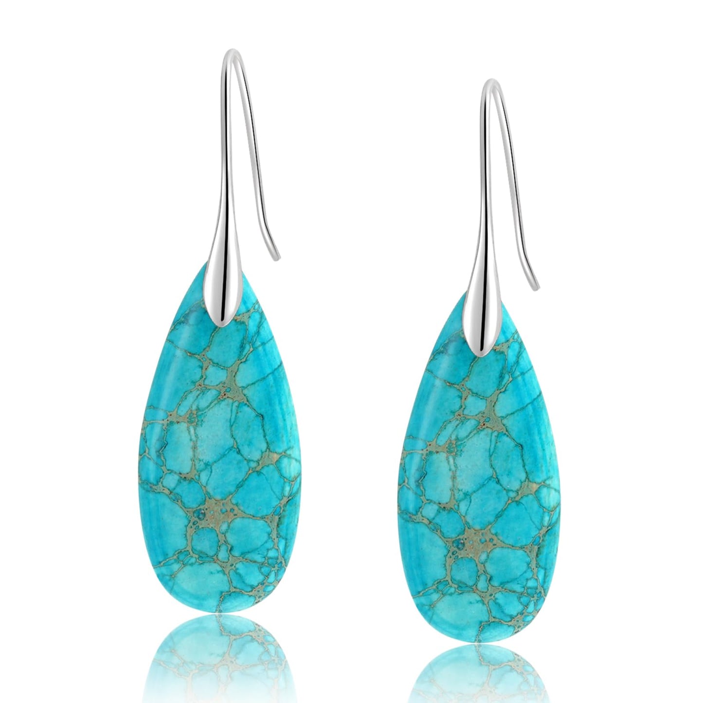Sriomu Natural Healing Stone Fishhoop Dangle Drop Earrings Statement Gold silver earrings