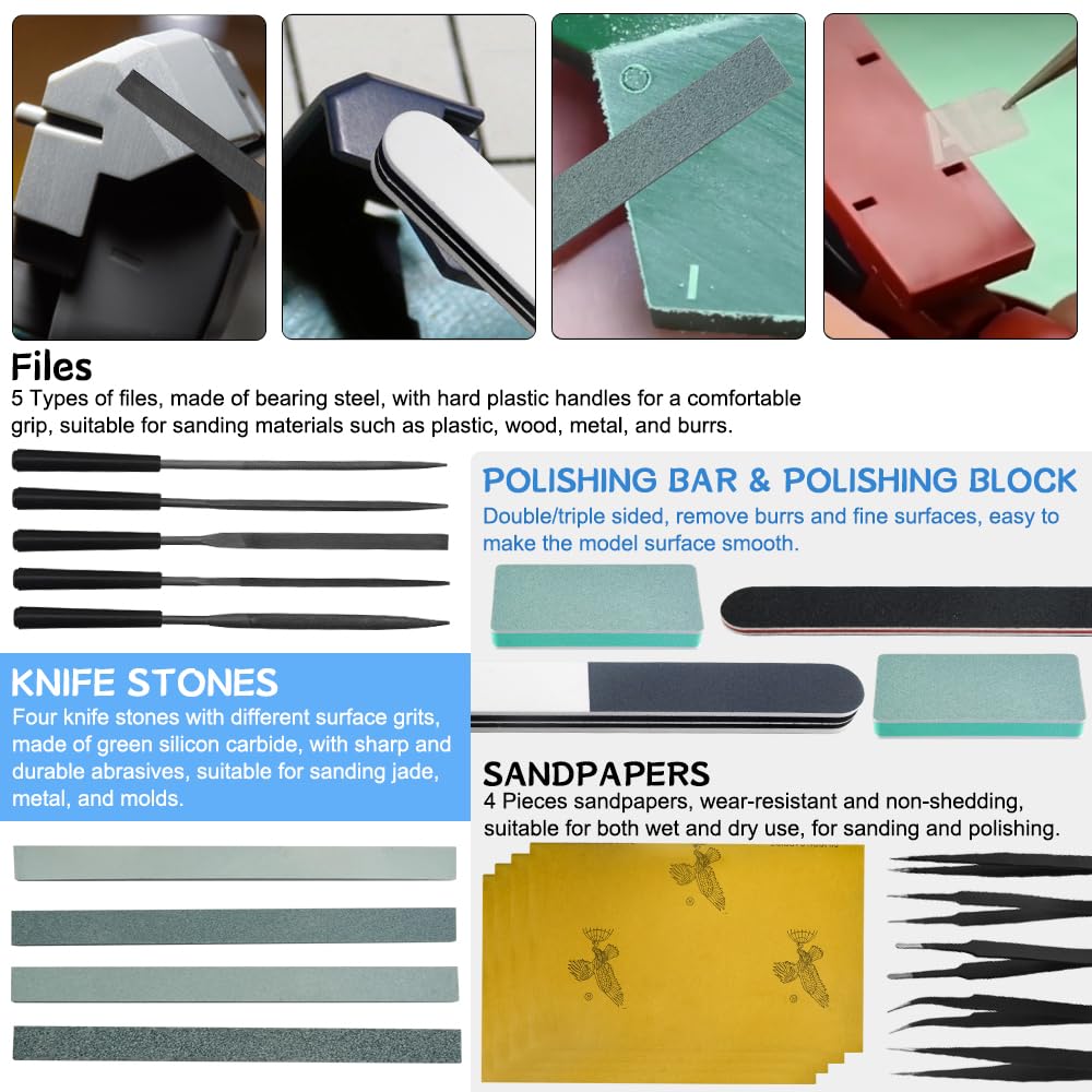 Bigstone 85 PCS Model Tools Kit Hobby Building Tool Craft Set Modeler Basic DIY Tools for Cars, Airplanes, Buildings, Robots Gundam Plastic Models Building Repairing and Fixing