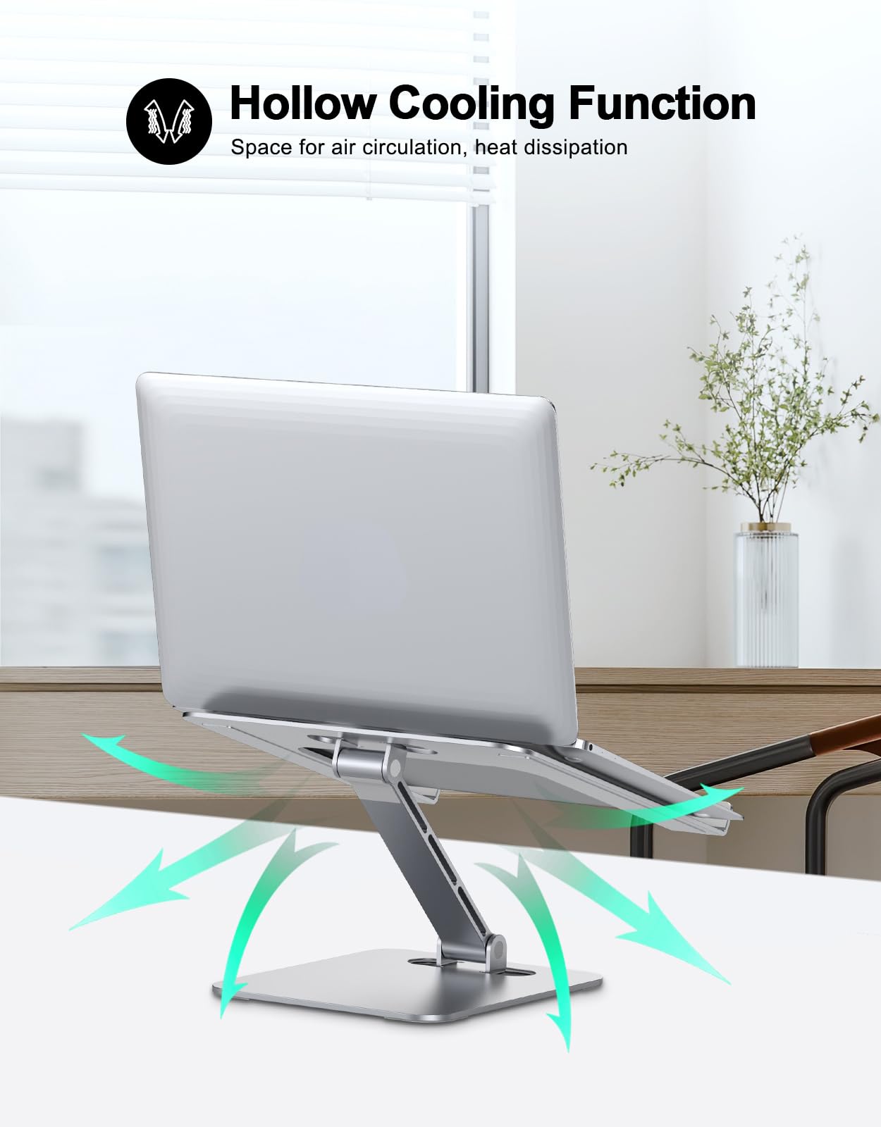 RIWUCT Foldable Laptop Stand, Height Adjustable Ergonomic Computer Stand for Desk, Aluminum Portable Laptop Riser Holder Notebook Mount Compatible with MacBook Pro Air, HP, Dell 10-16"