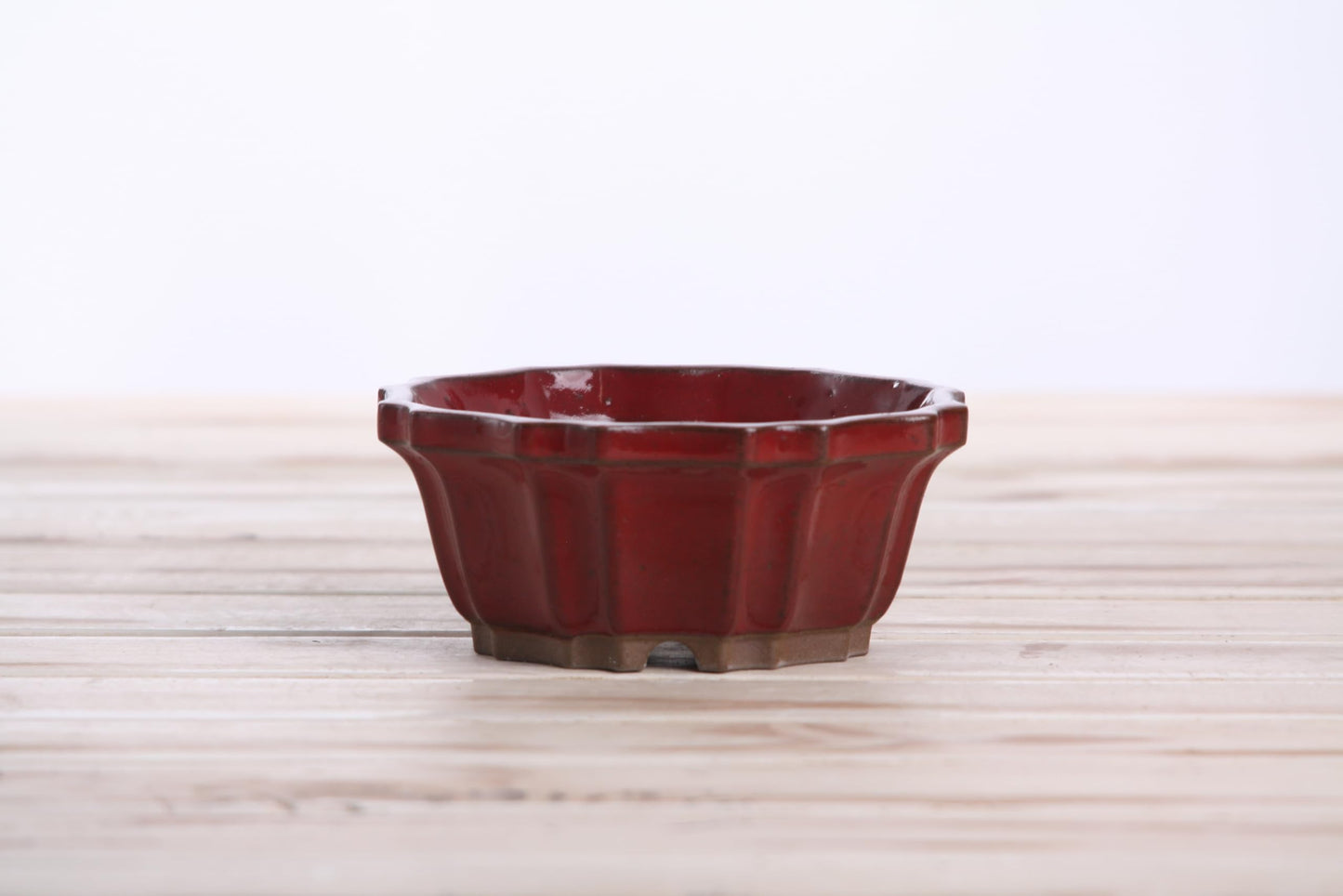 Willow Bonsai Ceramics Flower Design Bonsai Pot, 4.5inch Diameter, Plant Container, Succulant Pot, High Fired Ceramic Stoneware, Frost Proof, Handmade (Red)