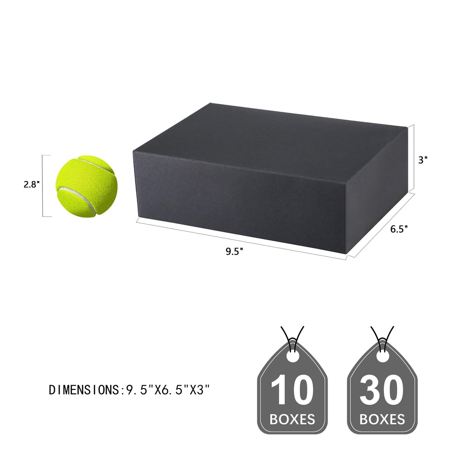 JINMING 10 Gift Boxes 9.5x6.5x3 Inches, Matte Black Gift Boxes Bulks for Mother's Day, Father's Day, Party, Birthday, Groomsmen Proposal Boxes for Light Gifts