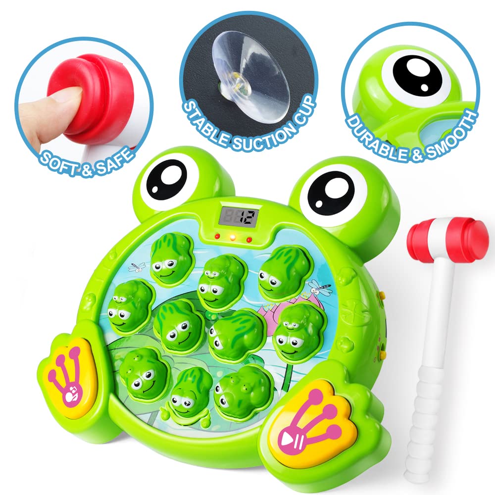 YEEBAY Whack A Frog Game with 2 Hammers, Toddler Early Developmental Learning Toy, Fun Birthday Gift for Kids Age 2+, Toys for 2 3 4 Year Old Boys Grils