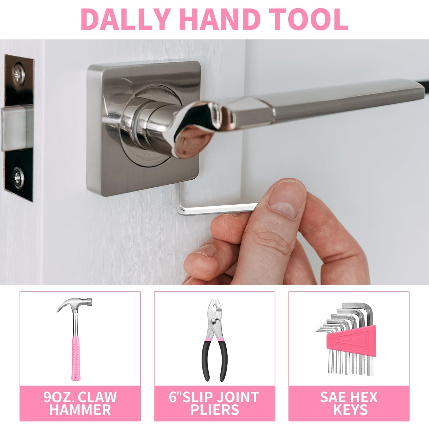 HANGYING 39 Piece Pink Tool Set for Women, All Purpose Household Hand Tool Kit with Plastic Storage Box, Small Tool kit for Home Garage Office College Dorm