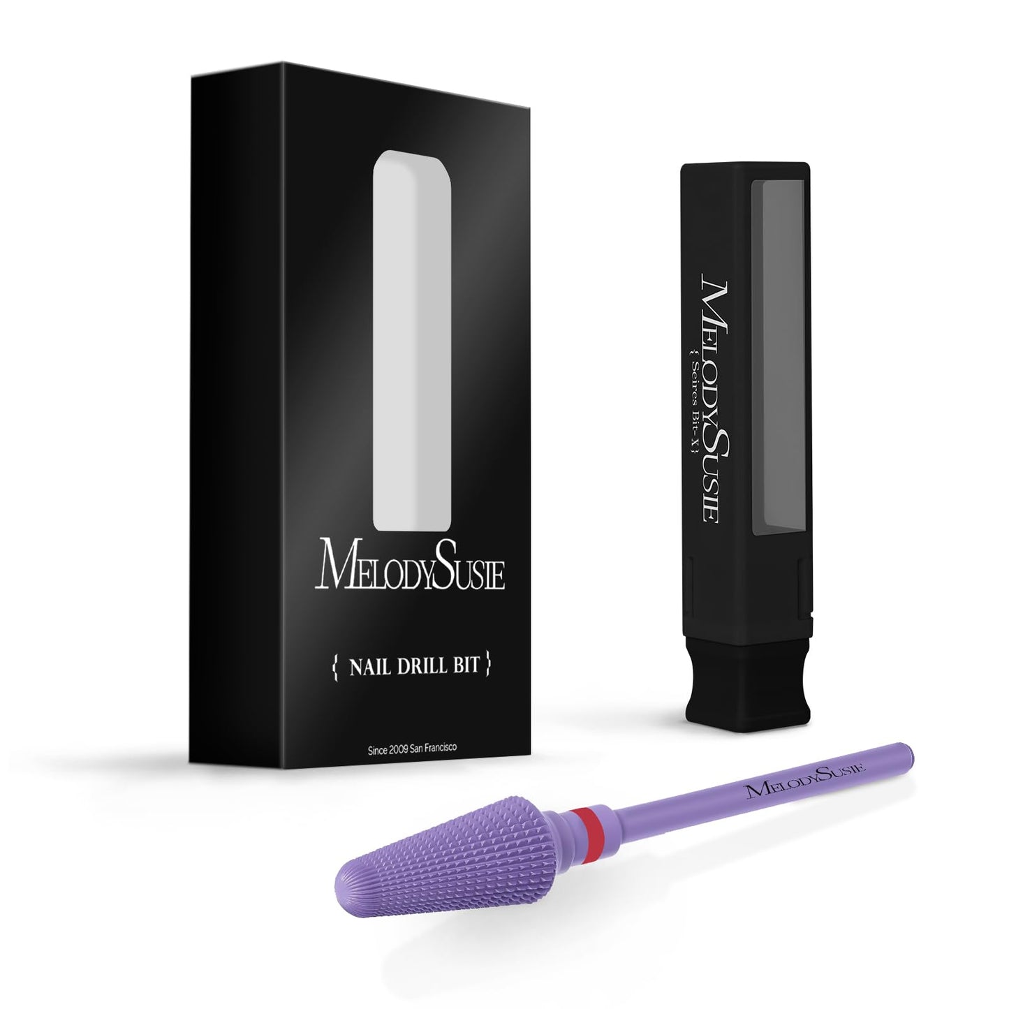 MelodySusie Professional Tornado 3/32'' Nail Drill Bits, Carbide Tungsten Multi-function Bits, Suitable for Manicure Pedicure Cuticle Gel Polishing, Salon Bits, Series Bit-X, Purple, Fine