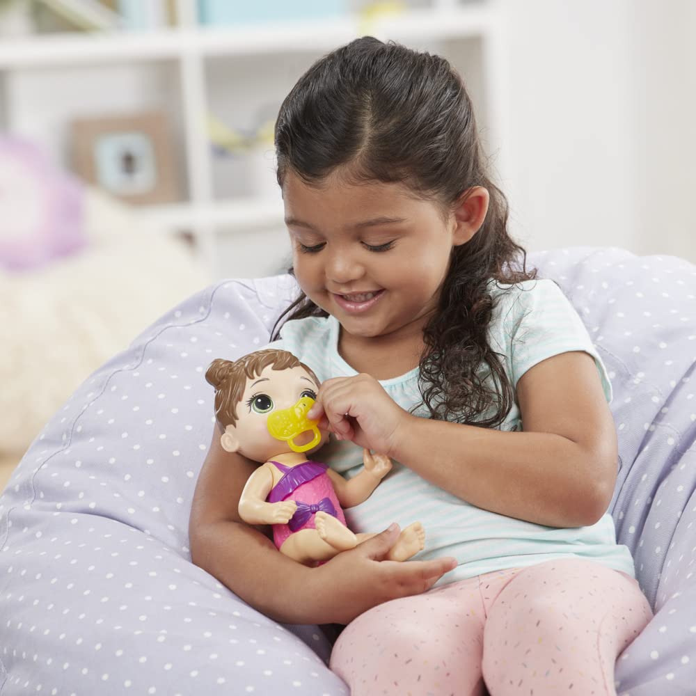 Baby Alive Splash'n Snuggle Baby Brown Hair Doll for Water Play, with Accessories