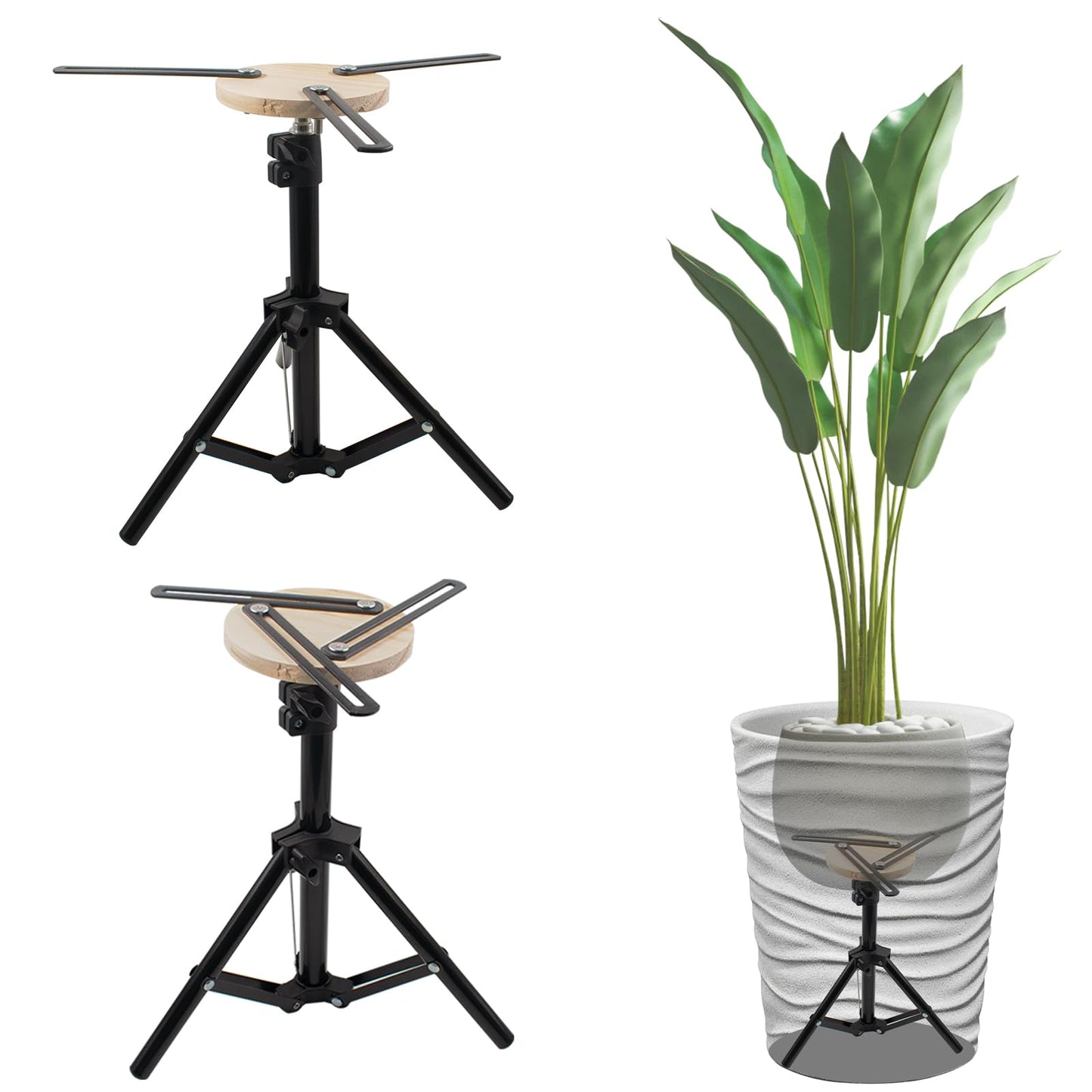 2 Sets Adjustable Planter Inserts, Metal Plant Risers for Large Pots, Plant Lift Inserts for Tall Square Taper Round Container Indoor & Outdoor Use, Adjustable Height 14.5''-20" & Diameter 2.4''-7.3"