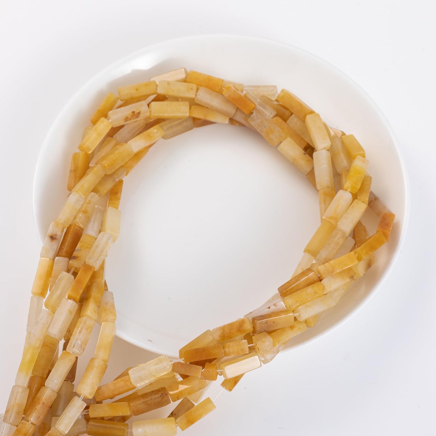 Natural Yellow Jade Rectangle Tube Beads 4x13mm 38cm/str Loose Semi Gemstone Stone Beads for Making Bracelets Necklace Earrings