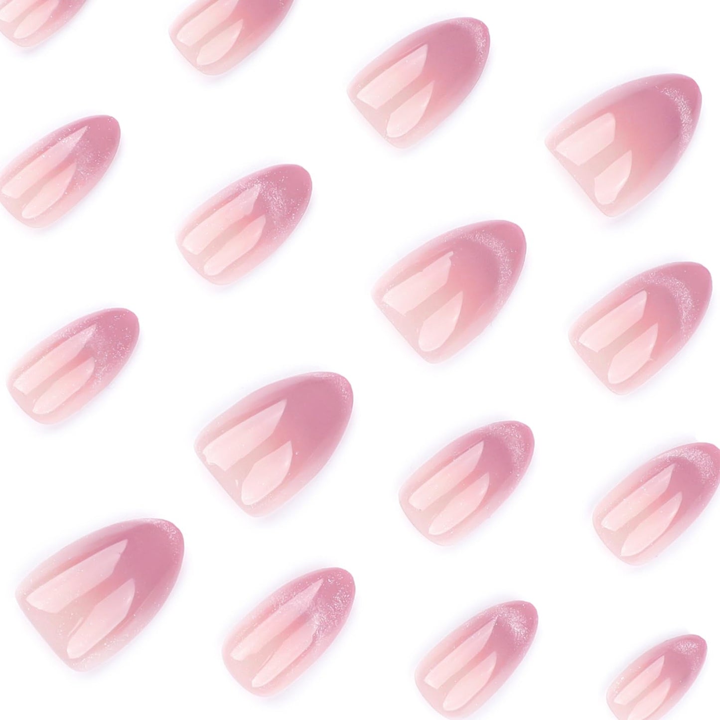 Short Almond Press on Nails Pink Purple Fake Nails Press ons Acrylic Nails False Artificial Full Cover Stick on Nails for Women Girls 24 Pcs