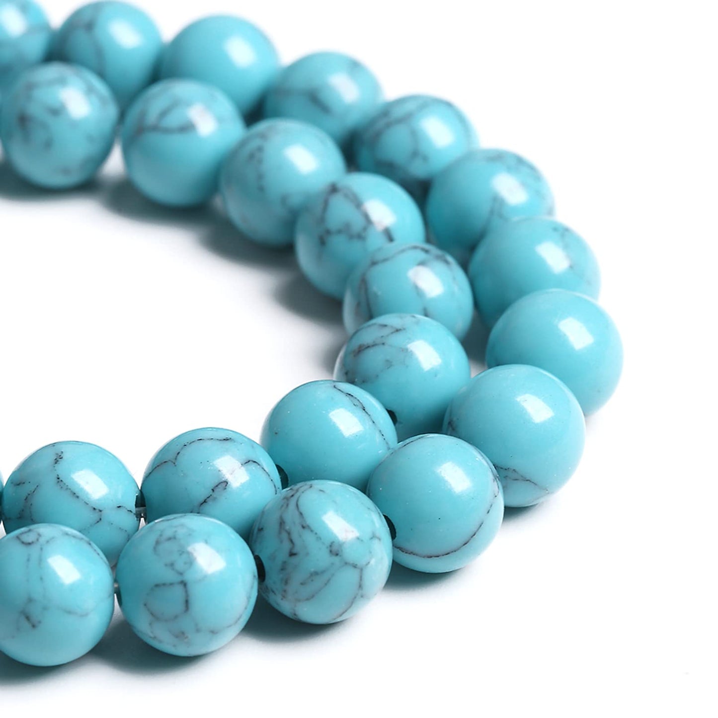 8MM 46PCS Light Blue Turquoise Spacer Loose Beads for Jewelry Making DIY Bracelet Necklace