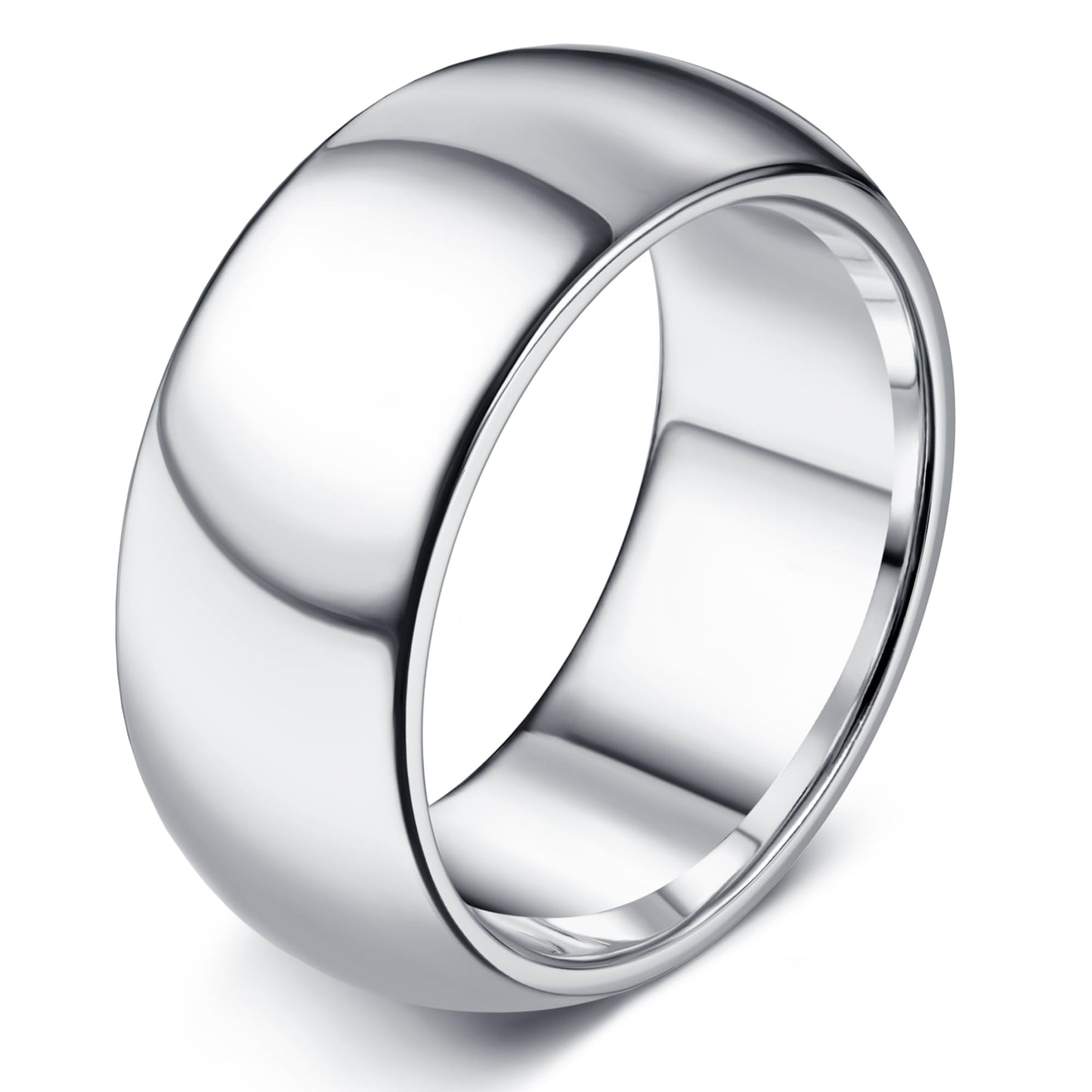 Florideco 10mm Stainless Steel Ring Wedding Bands for Women Mens Ring Wedding Band Plain Dome High Polished Size 6