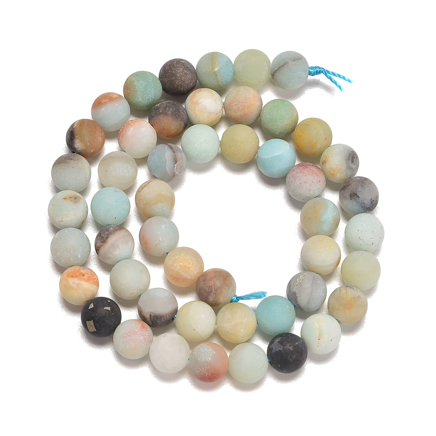 jodaying 8mm Colorful Amazonite Matte Round Natural Gematone Loose Beads for Jewelry Making DIY 1 Strand 15"