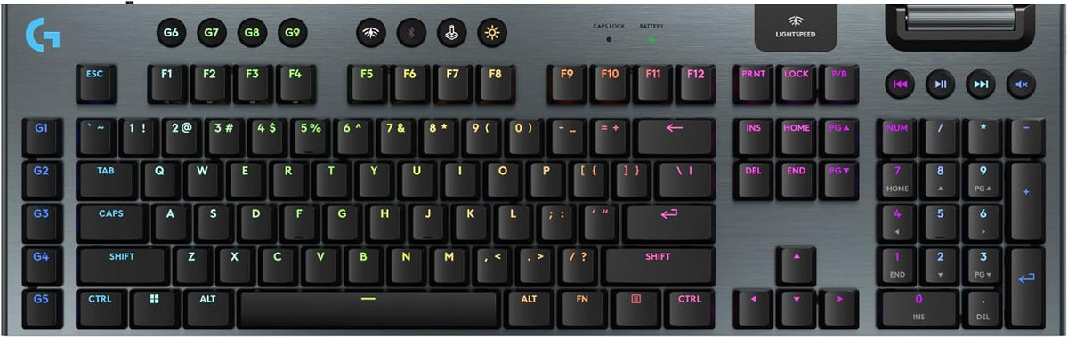 Logitech G915 X Lightspeed Wireless Mechanical Gaming Keyboard, Double-Shot PBT Keycaps, Fully Programmable Keys, RGB Backlit Mac/PC Gaming Keyboards, Aluminum Finish, GL Linear Switches, Black