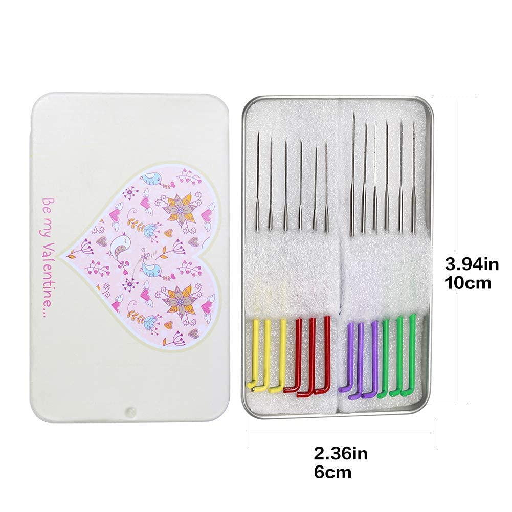 18 Pieces 6 Colors Needle Felting Needles and 3.53oz White Wool Roving Yarn, Wool Felting Supplies, Needle Felting Tool Kit Wool Triangular Felting Needles with Iron Box for Wool Felting
