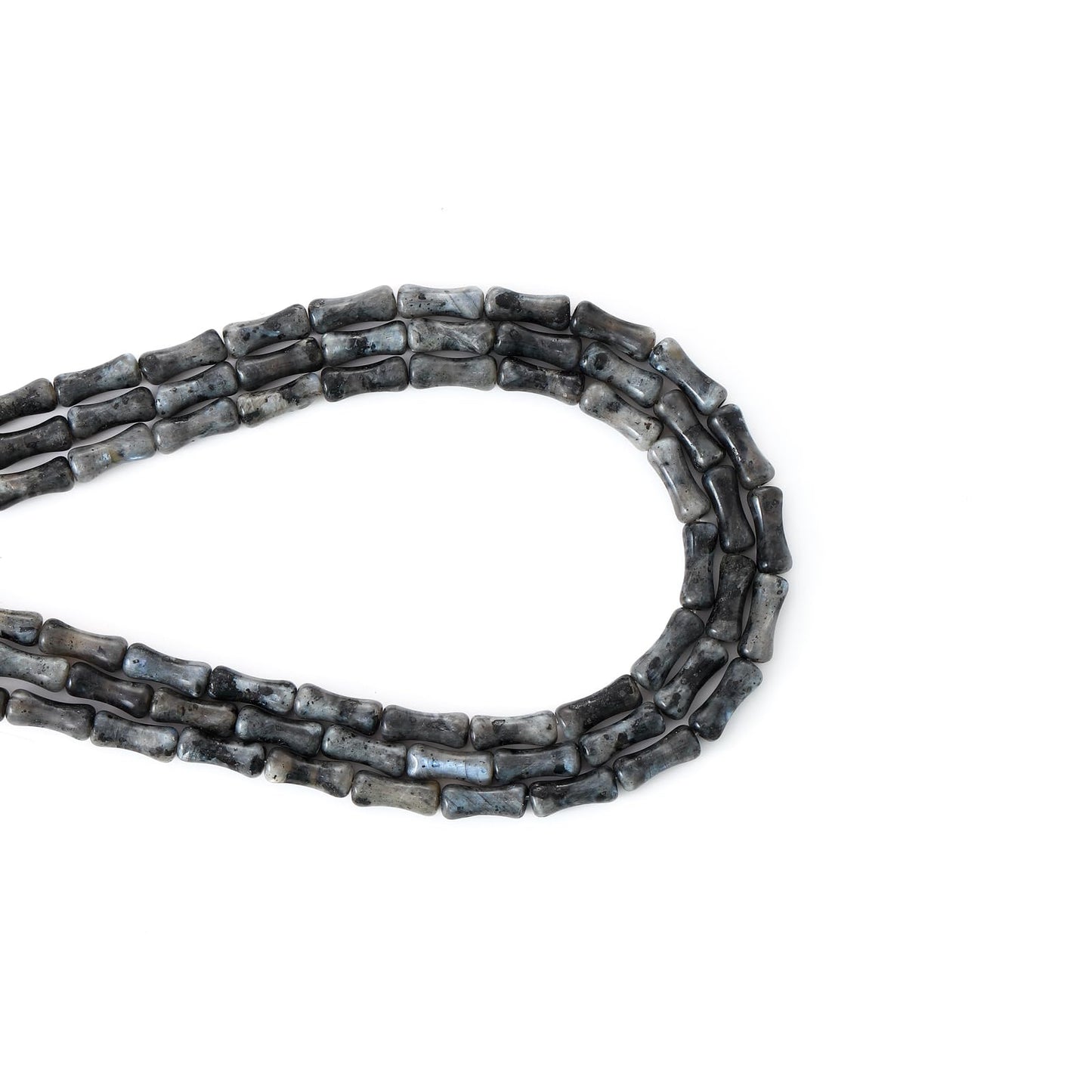 5x12mm Natural Black Labradorite Stone Bamboo Shape Gem Healing Energy Loose Spacer Beads for DIY Necklace Bracelet Earring