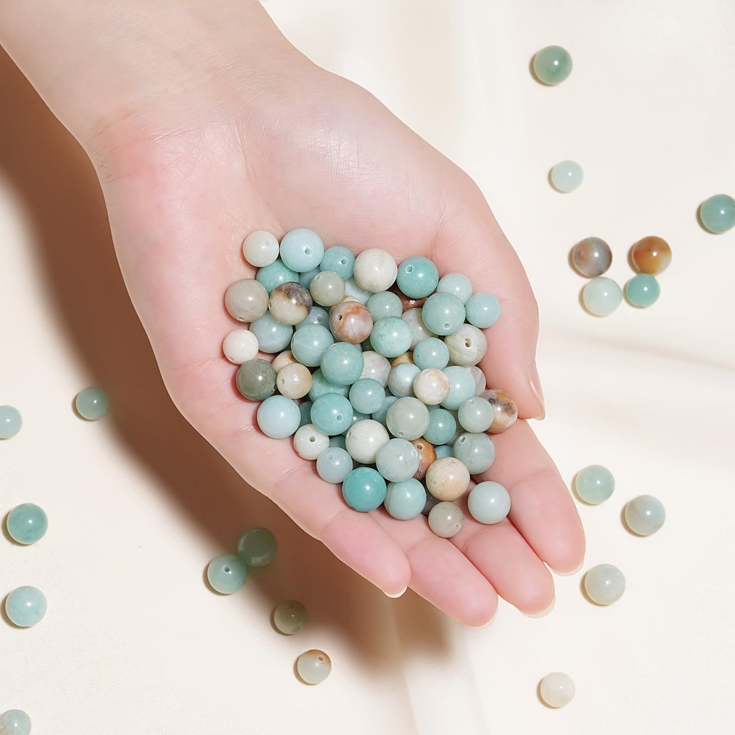 8mm Natural Colorful Amazonite Gemstone Beads Polished Round Smooth Stone Beads for Bracelets Jewelry Making 15inch Loose Beads