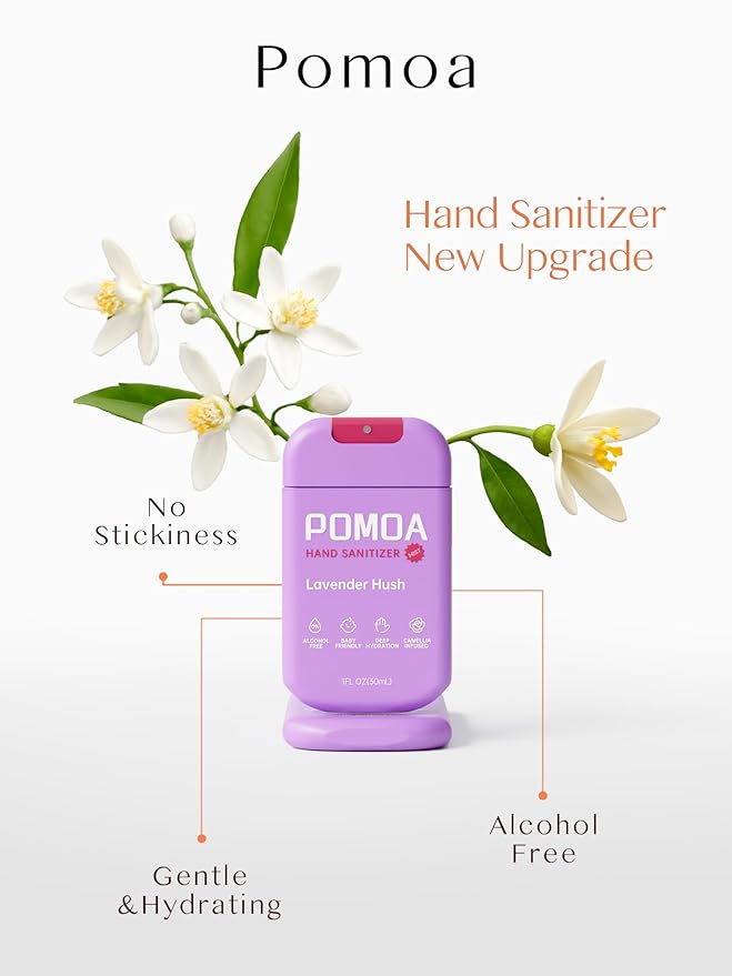 Alcohol Free Hand Sanitizer Spray, Non Irritating, Hydrating and Non Greasy, Gentle Fine Mist, Travel-Friendly Pocket Size 1 Fl Oz, Lavender Hush