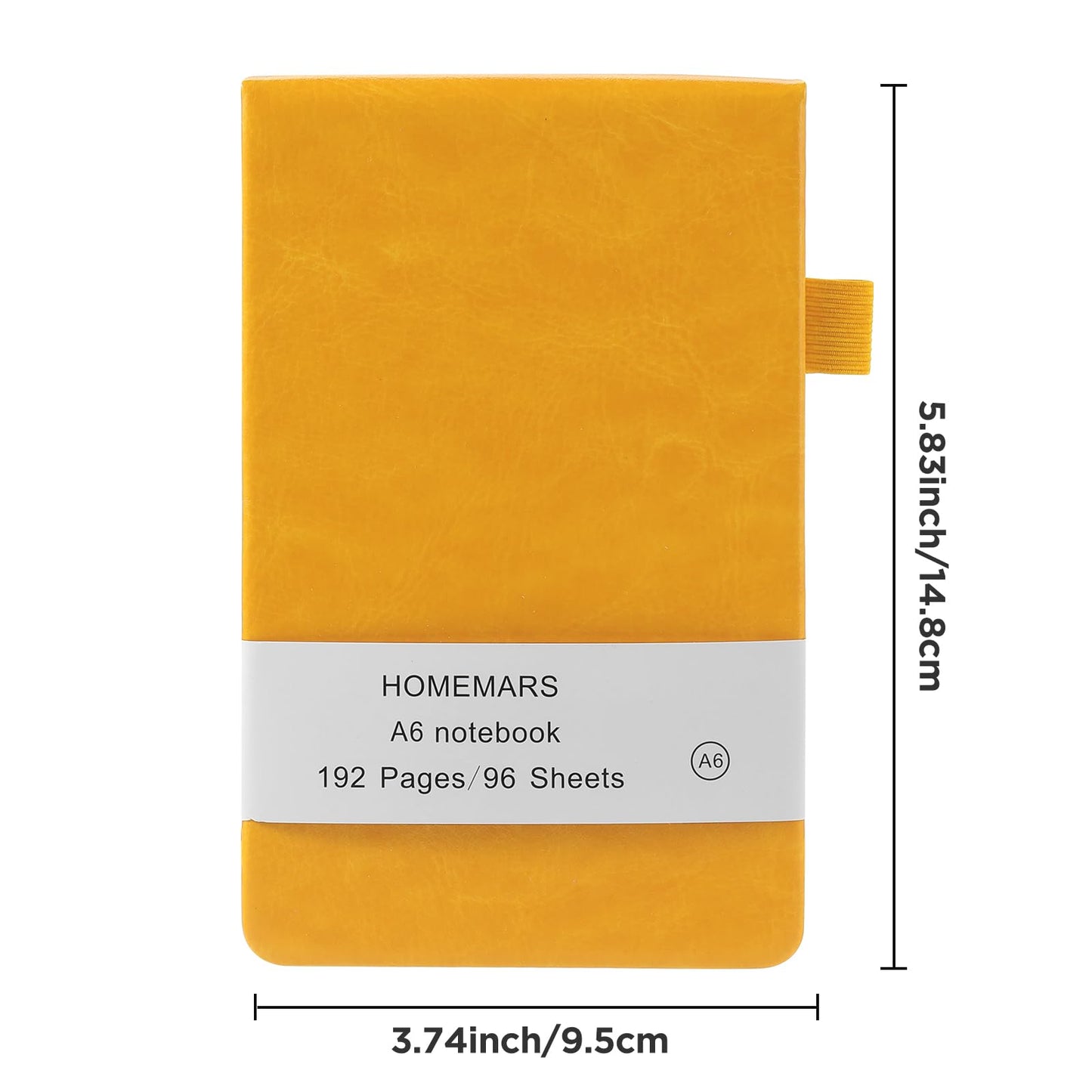 HOMEMARS Small Notebook, Pocket Notebook, Note Pads,3 Pack, Notebook A6, Blank Notepad,3.74" x 5.83"Leather, Black, Green, Yellow,200 Pages Each, Hardcover, Mini Journal Notepad