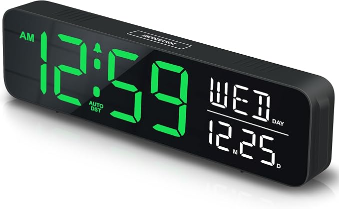 Peakeep Large Display Digital Alarm Clock for Bedroom with Date Day of Week