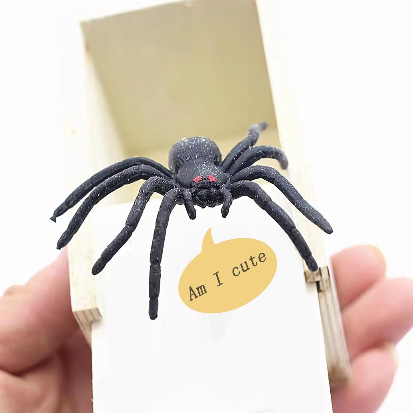 Winbar Rubber Spider Trick Box, Handmade Wooden Surprise Box with Hidden Spider, Trick Toys & Prank Stuff for Adults and Children