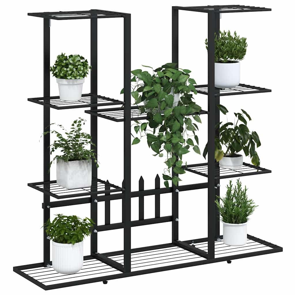 ZXQVLMRS Rectangular Metal Flower Stand, 3-Tier Iron Plant Shelf for Indoor and Outdoor Home Garden Decoration, Black Tiered Display Rack