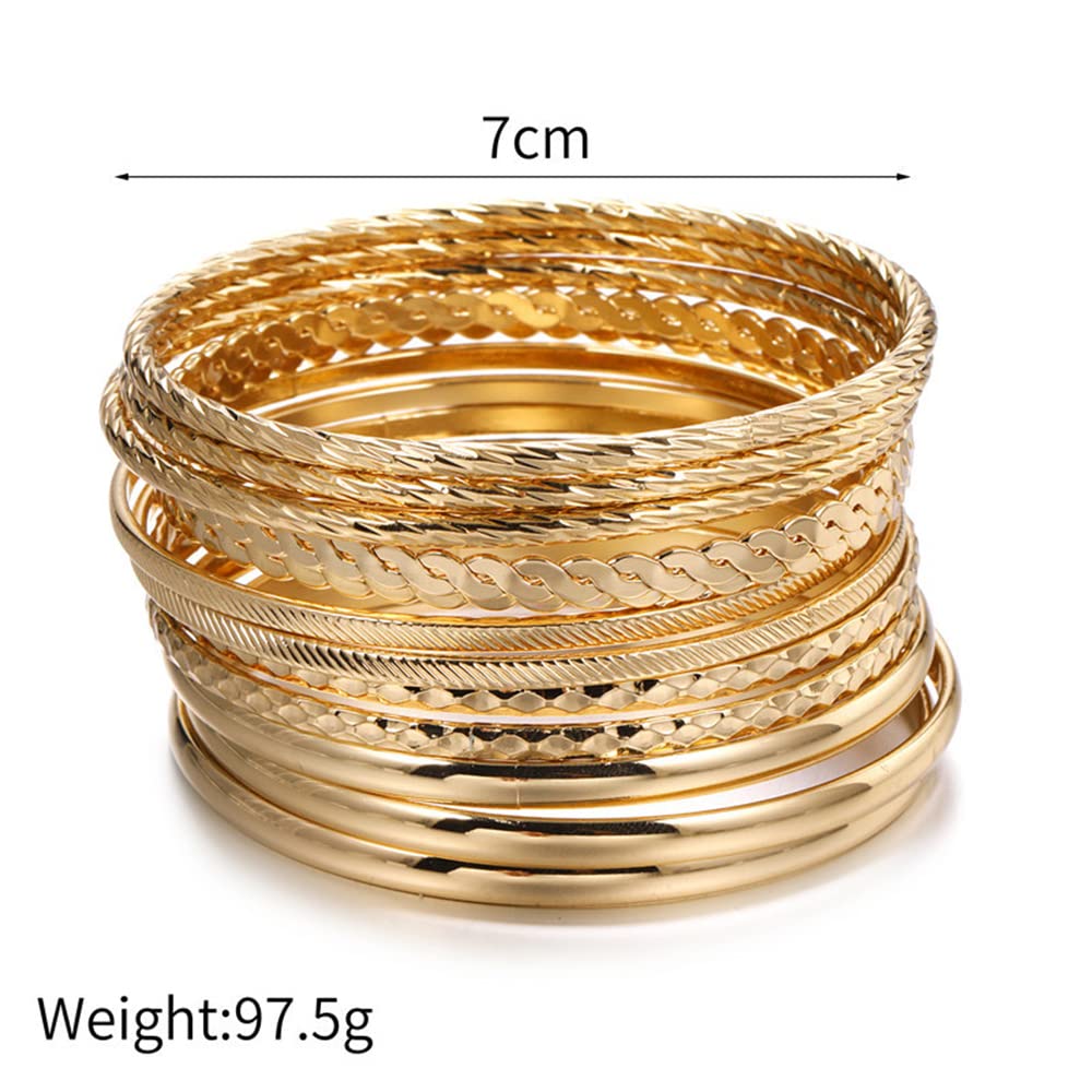 RINTOLER 12Pcs Silver Bangle Bracelets for Women, Vintage Ethnic Bracelets, Bollywood India Bangles, Stacked Bracelets for Women Bohemian Jewelry