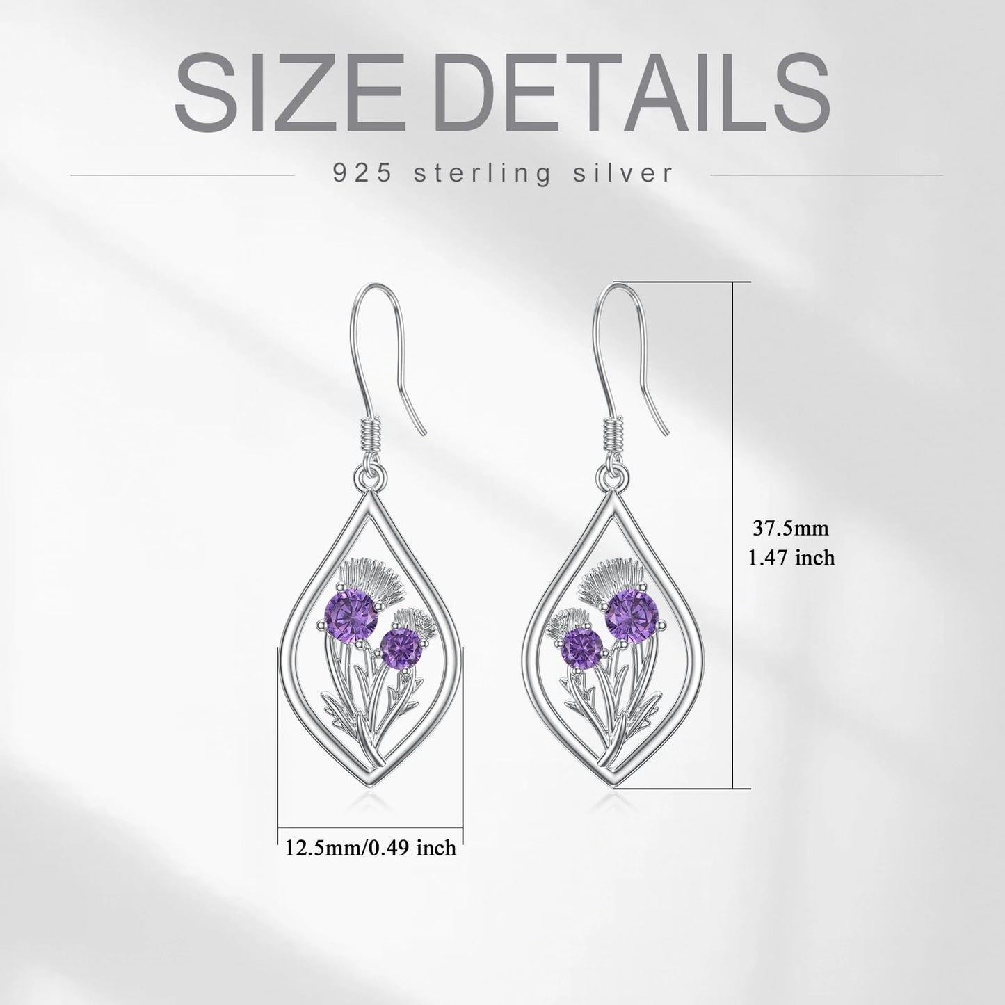 Scottish Thistle Jewelry Gifts Sterling Silver Scotland Thistle Dangle Dangling Drop Charm Earrings Scottish Earrings Gifts for Women