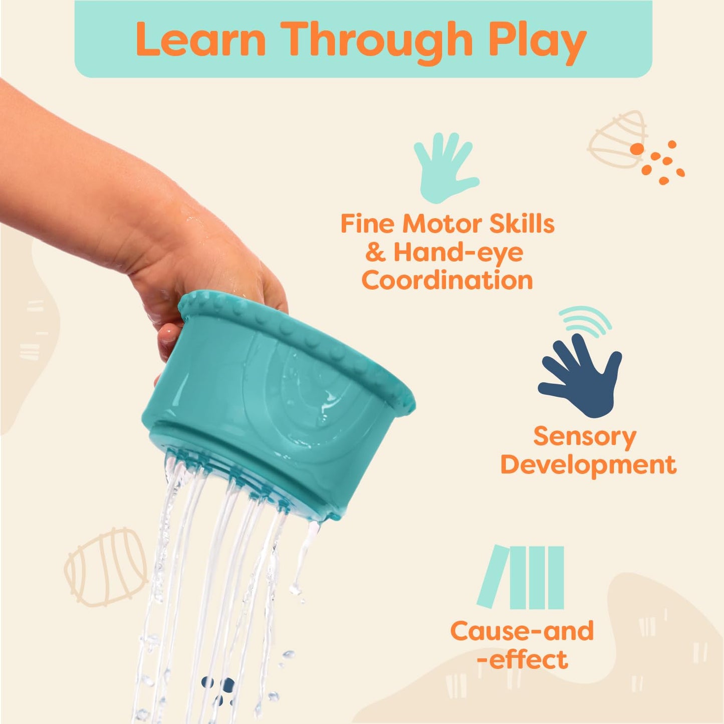 B. toys – Sensory Baby Toys – Soft Baby Blocks – Stacking Drip Cups – Numbers, Shapes & Animals – 6+ Months – Stackin' Squishies