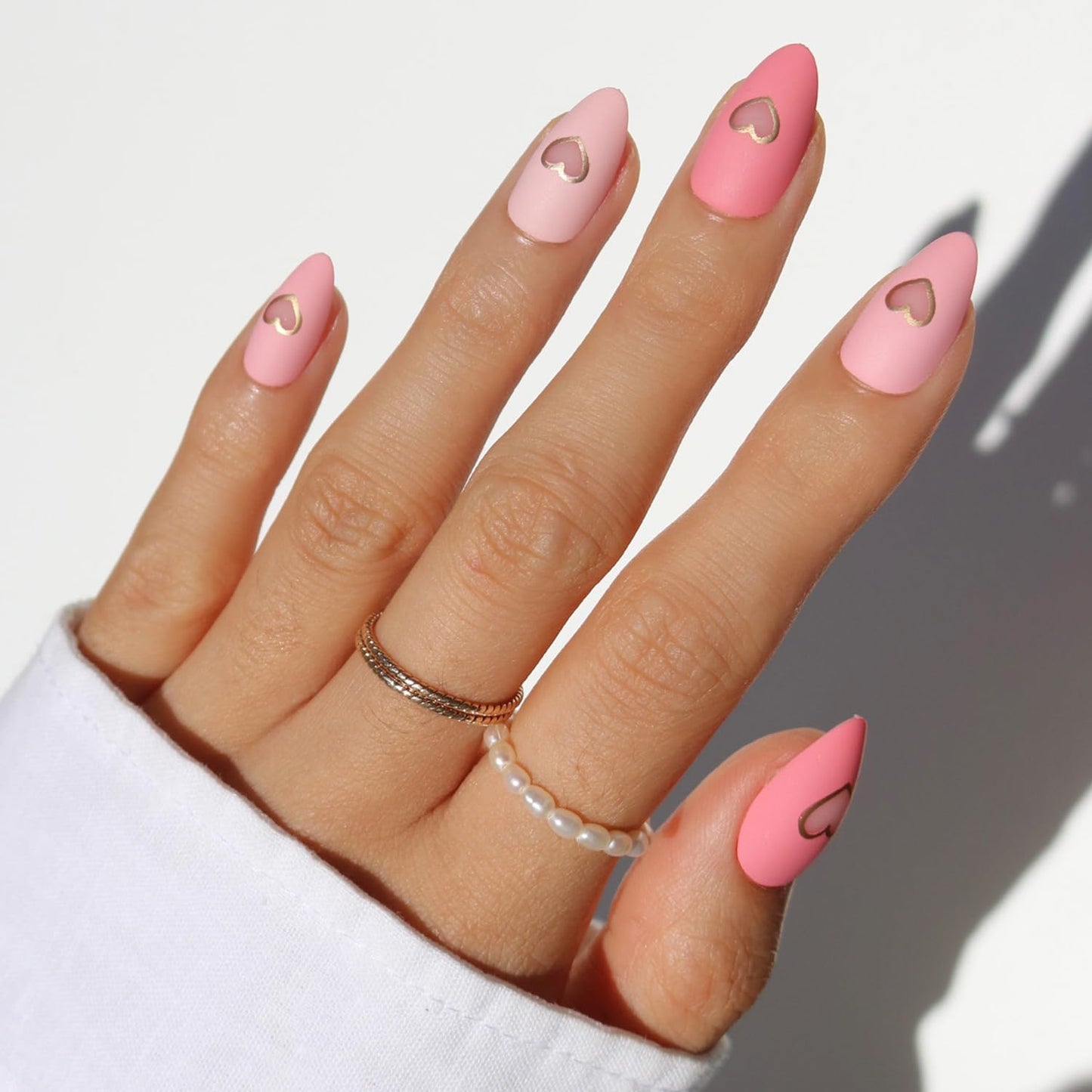 Glamnetic Press-On Nails Bundle - Think in Pink | 3 Short Almond Fake Nails Mixed Pink Hues in Ombré, Velvet & Matte Finishes | Durable, Salon-Quality Nail Kits