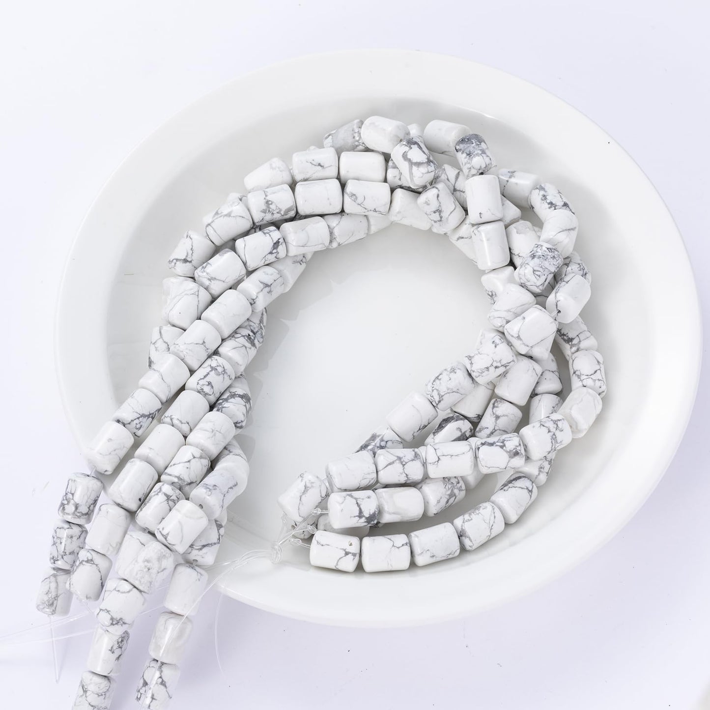 Natural White Turquoise Cylinder Tube Beads 10x14mm 38cm/str Loose Semi Gemstone Stone Beads for Making Bracelets Necklace