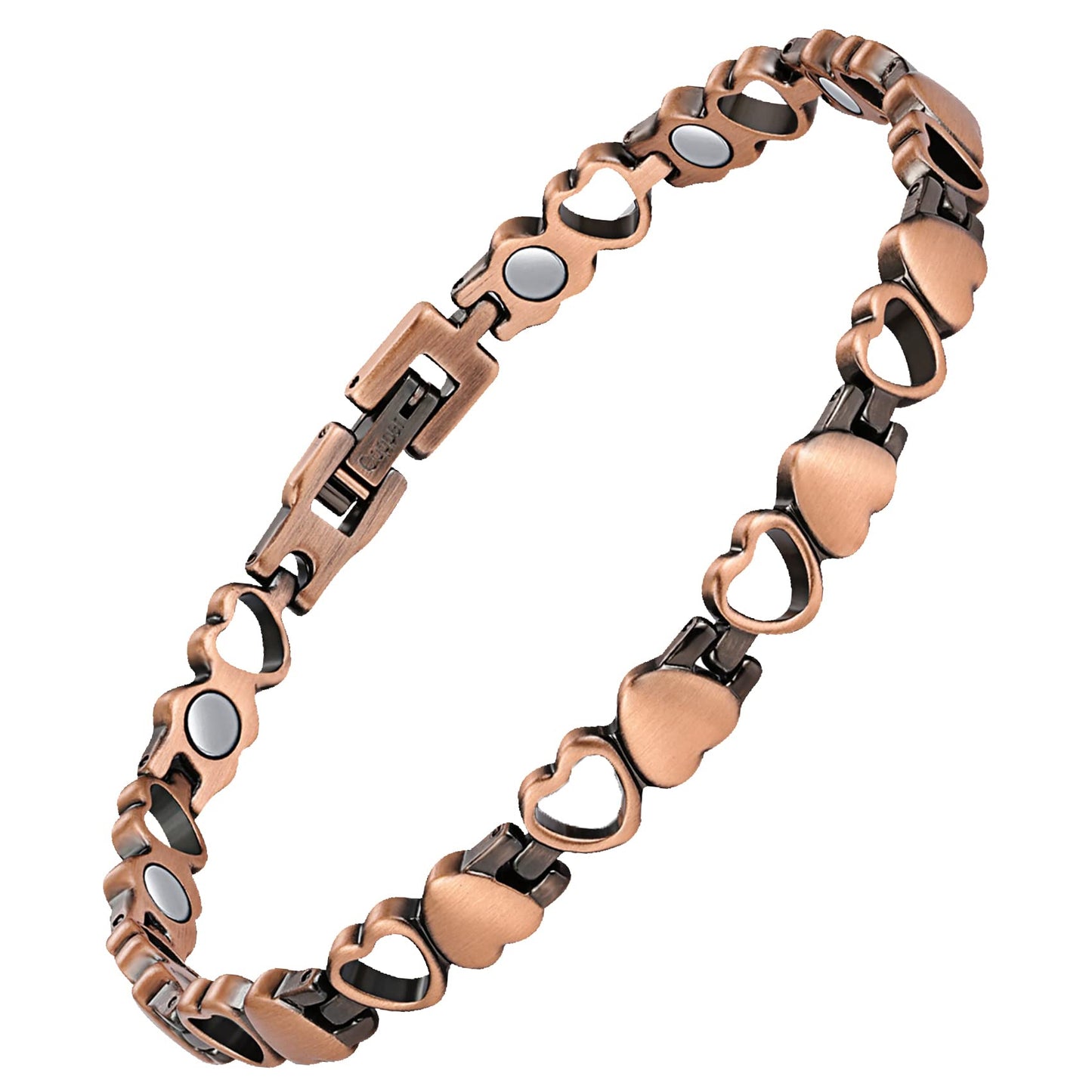 Feraco Copper Ankle Bracelet for Women, 99.99% Pure Copper Magnetic Anklet with 3500 Gauss Neodymium Magnet, Adjustable Jewelry (Heart Shape)