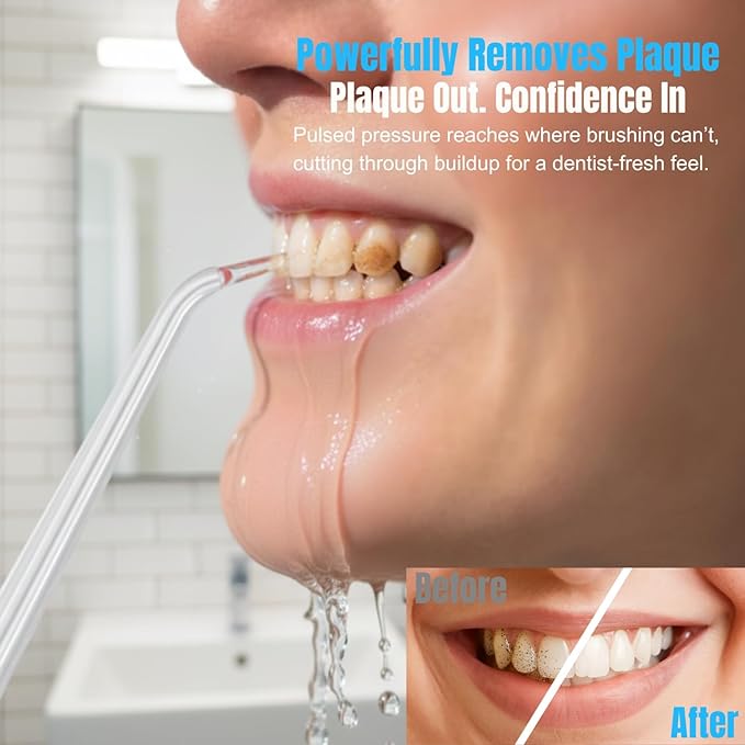 YKB Water Flosser for Teeth, 400ml 8 Modes Portable Water Flosser Cordless with Digital Display, Travel Water Oral Irrigator for Teeth Cleaning & Oral Care Rechargeable IPX7 Waterproof (Black)