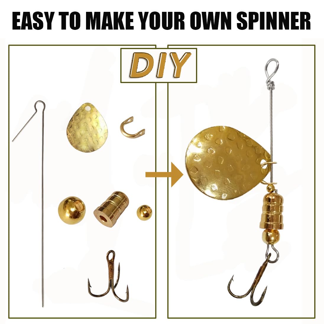 Fishing Lures Spinner Baits Lures Making Kit Inline Spinner Parts Assortment Shaft Clevis Spinner Blade DIY Fishing Spinner Making Supplies Tackle Kit
