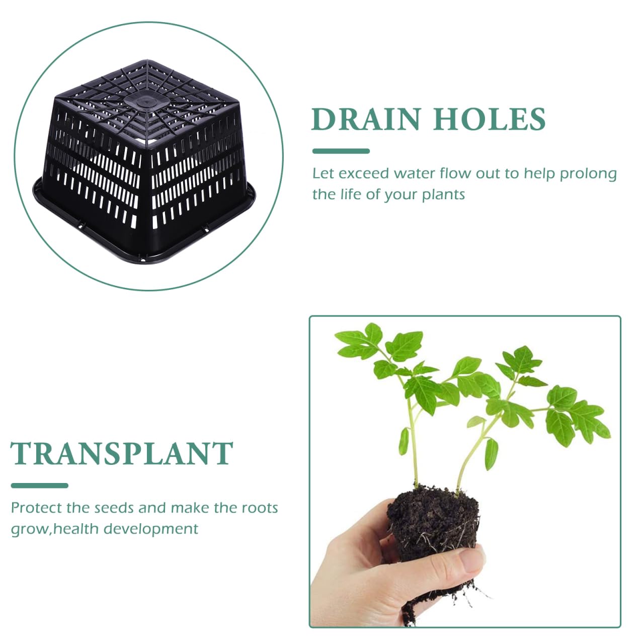 Yardwe 5pcs Plastic Net Cups Garden Slotted Mesh Plant Pots Planting Basket for Hydroponics Aquaponics Orchids
