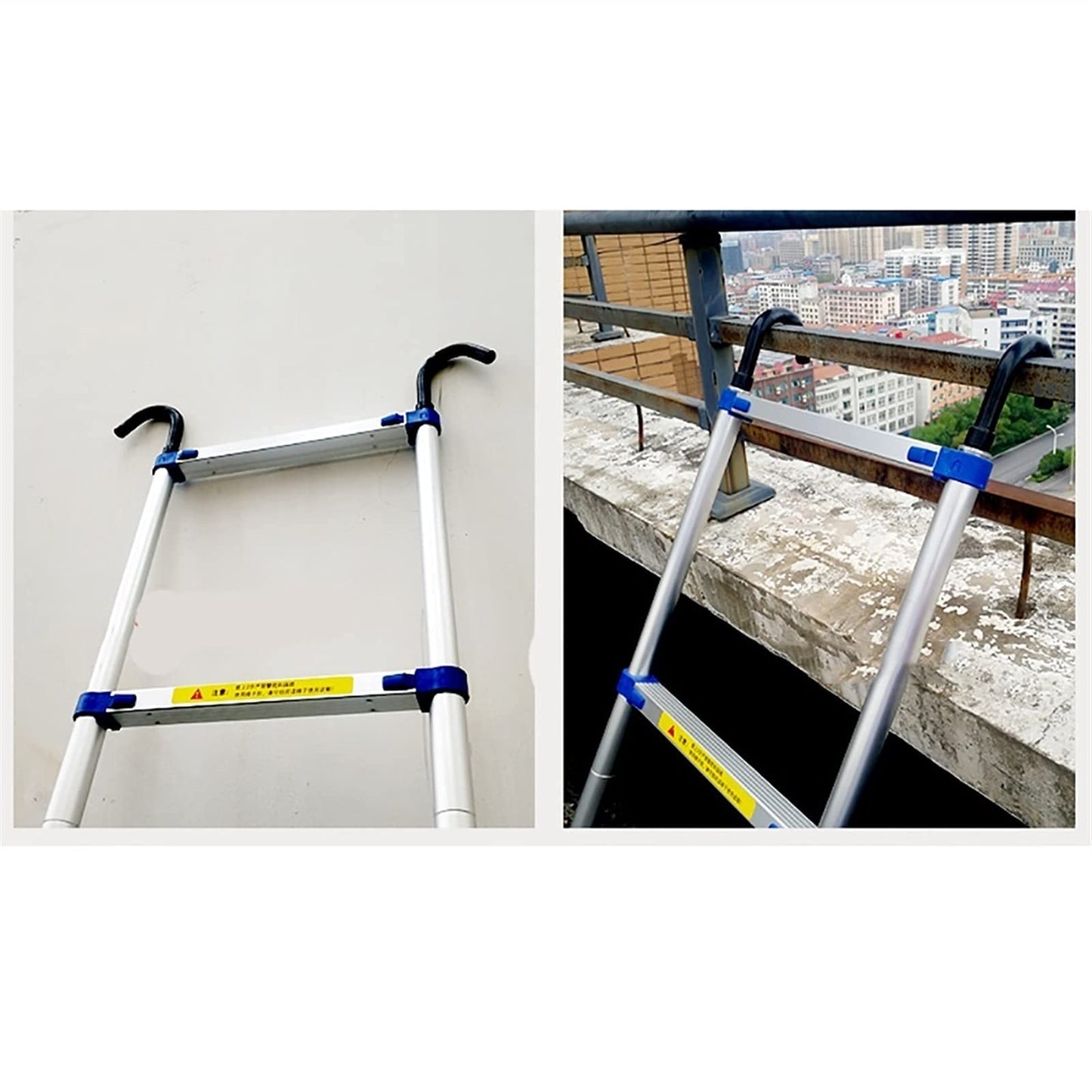 Household Daily or Emergency Use Portable Extendable Step Ladders2M-8M Telescoping Ladder Aluminum Extension Ladder & Loft Roof Hook Kit Telescopic Ladder Foldable Capaci