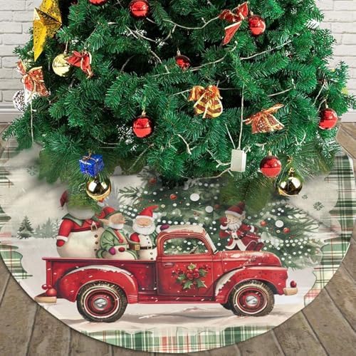 36 Inch Christmas Tree Skirt, Farmhouse Merry Xmas Holiday Home Decor