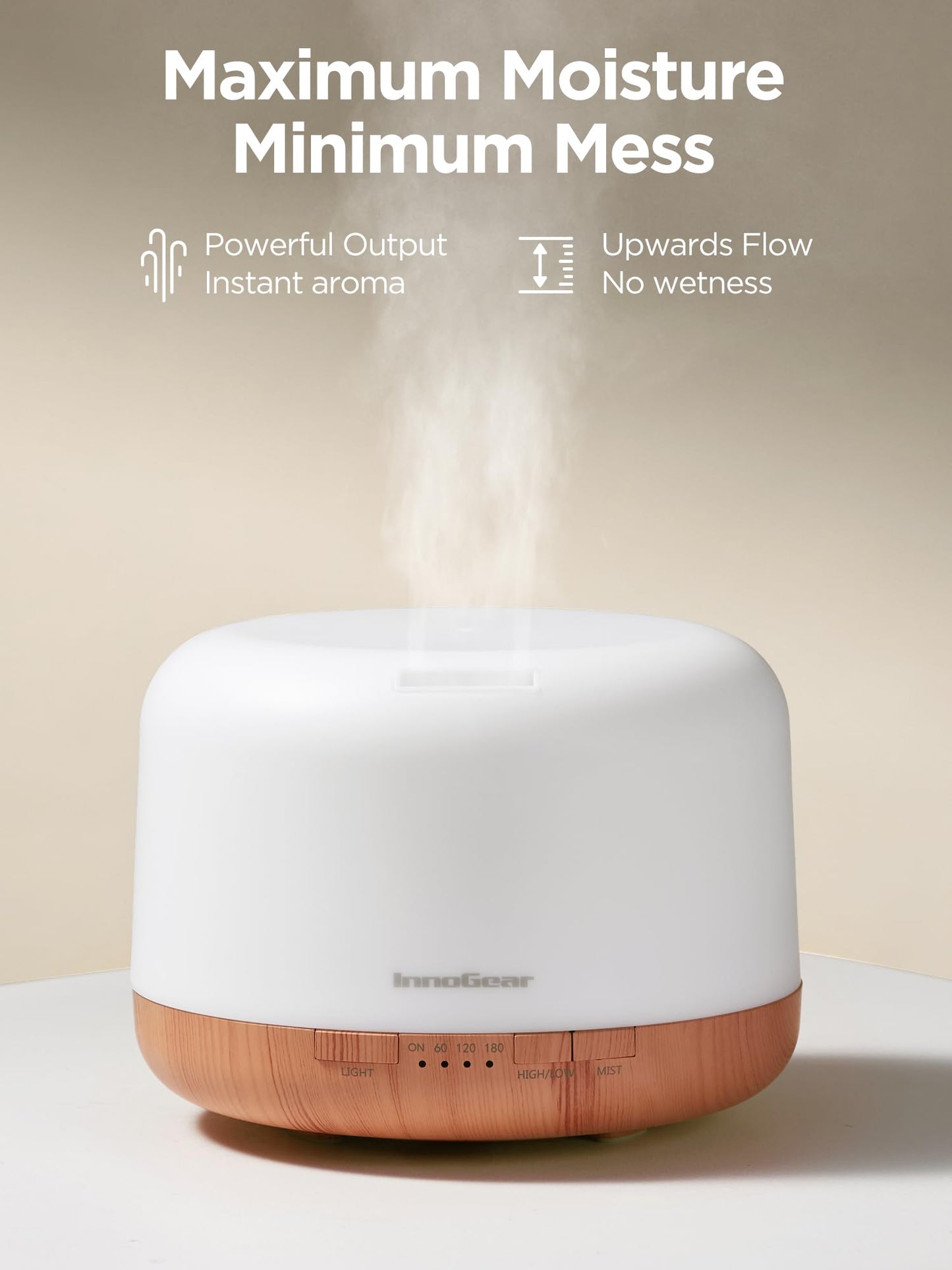 InnoGear Aromatherapy Diffuser & 10 Essential Oils Set, 500ml Essential Oil Diffuser with Remote Control Mother's Gift Ultrasonic Cool Mist Scent Humidifier Vaporizer Auto-Off Timer for Home, Yellow