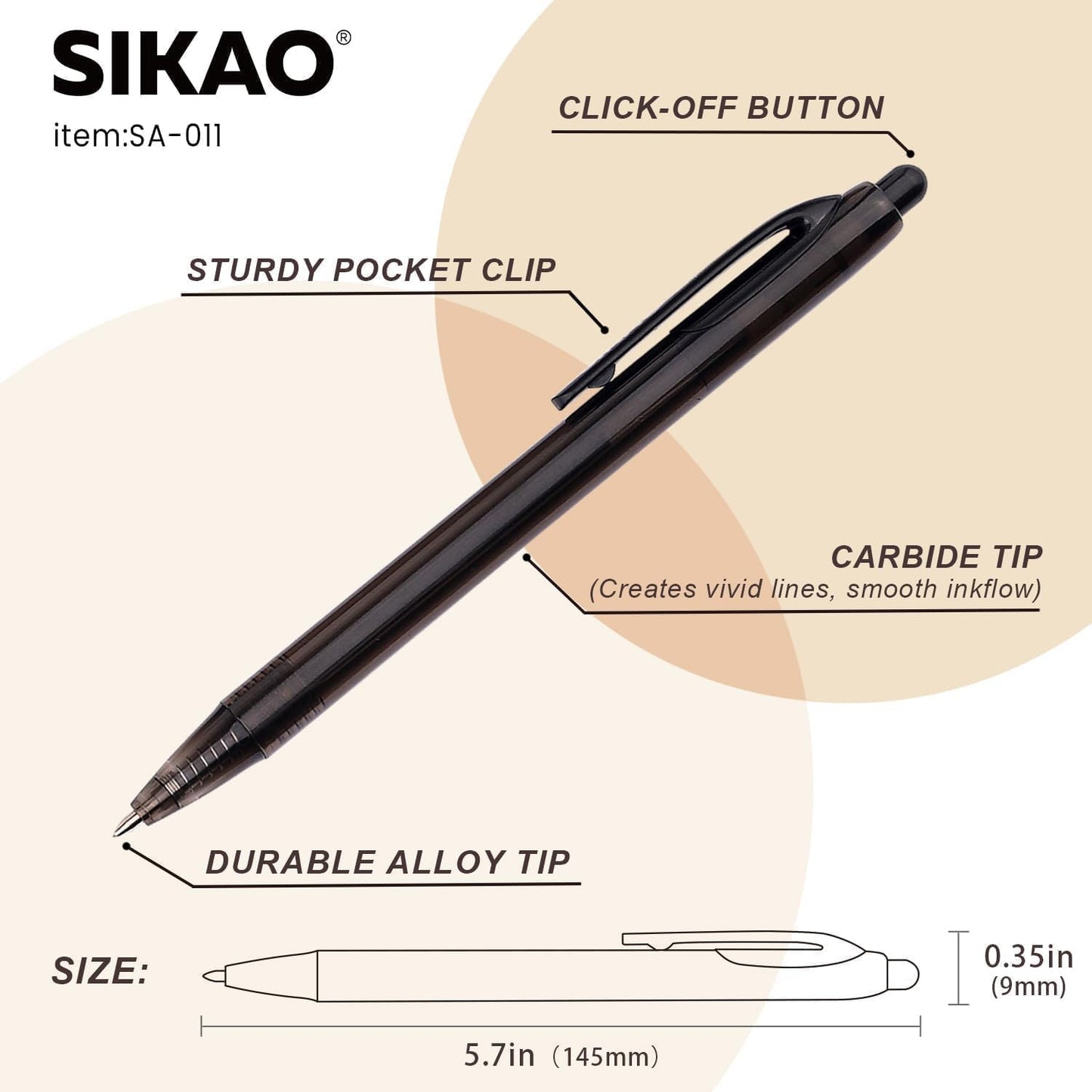 Black Pens Bulk, 60 Pack Durawrite Retractable Ballpoint Pens Black Ink 1.0mm, Click Pens No Bleed No Skip Smooth & Vivid Writing for Teachers, Students, Restaurant Servers, School & Office Supplies