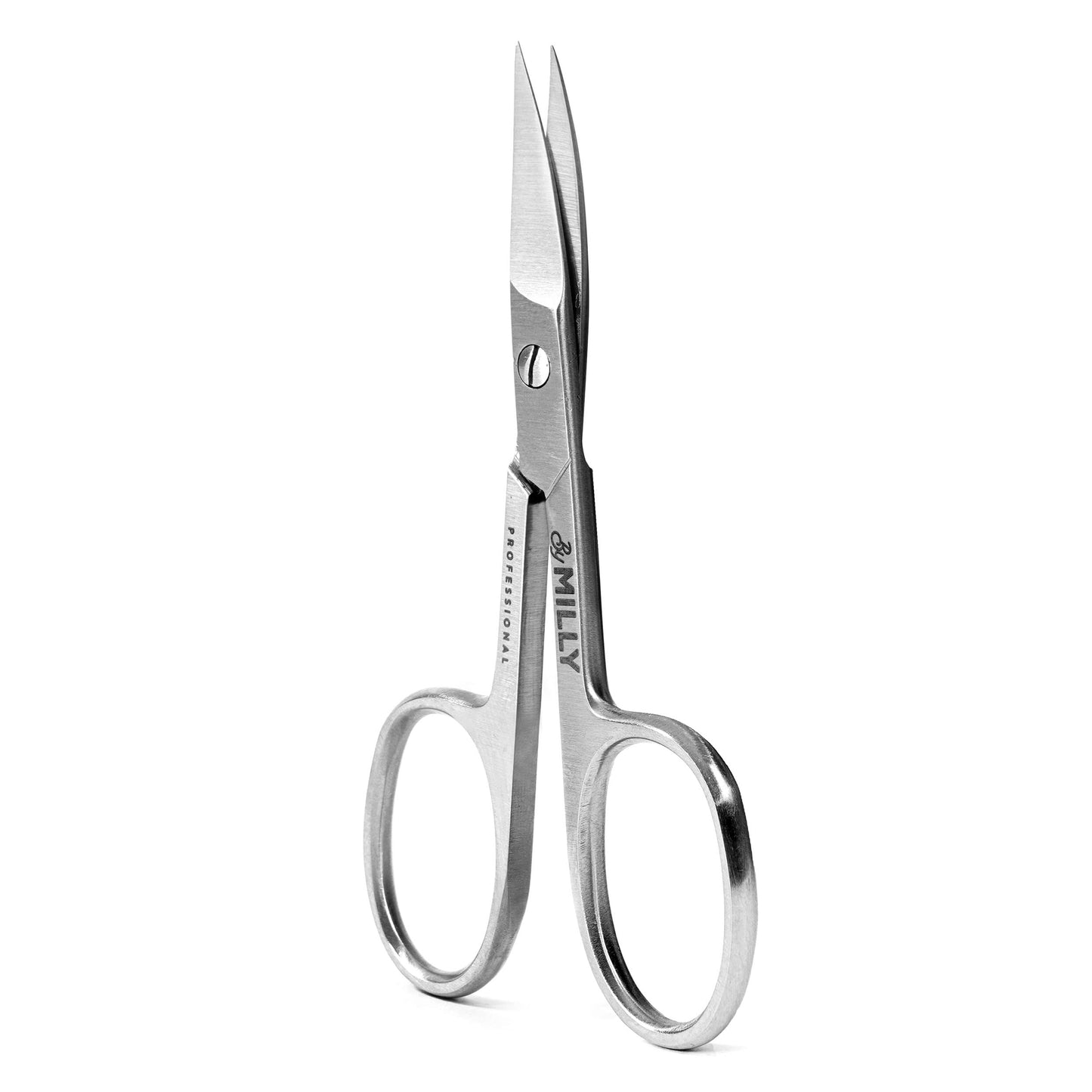By MILLY High Carbon Stainless Steel Professional Nail Scissors for Manicure | Razor Sharp Curved Blade Beauty Scissors for Women (Silver)